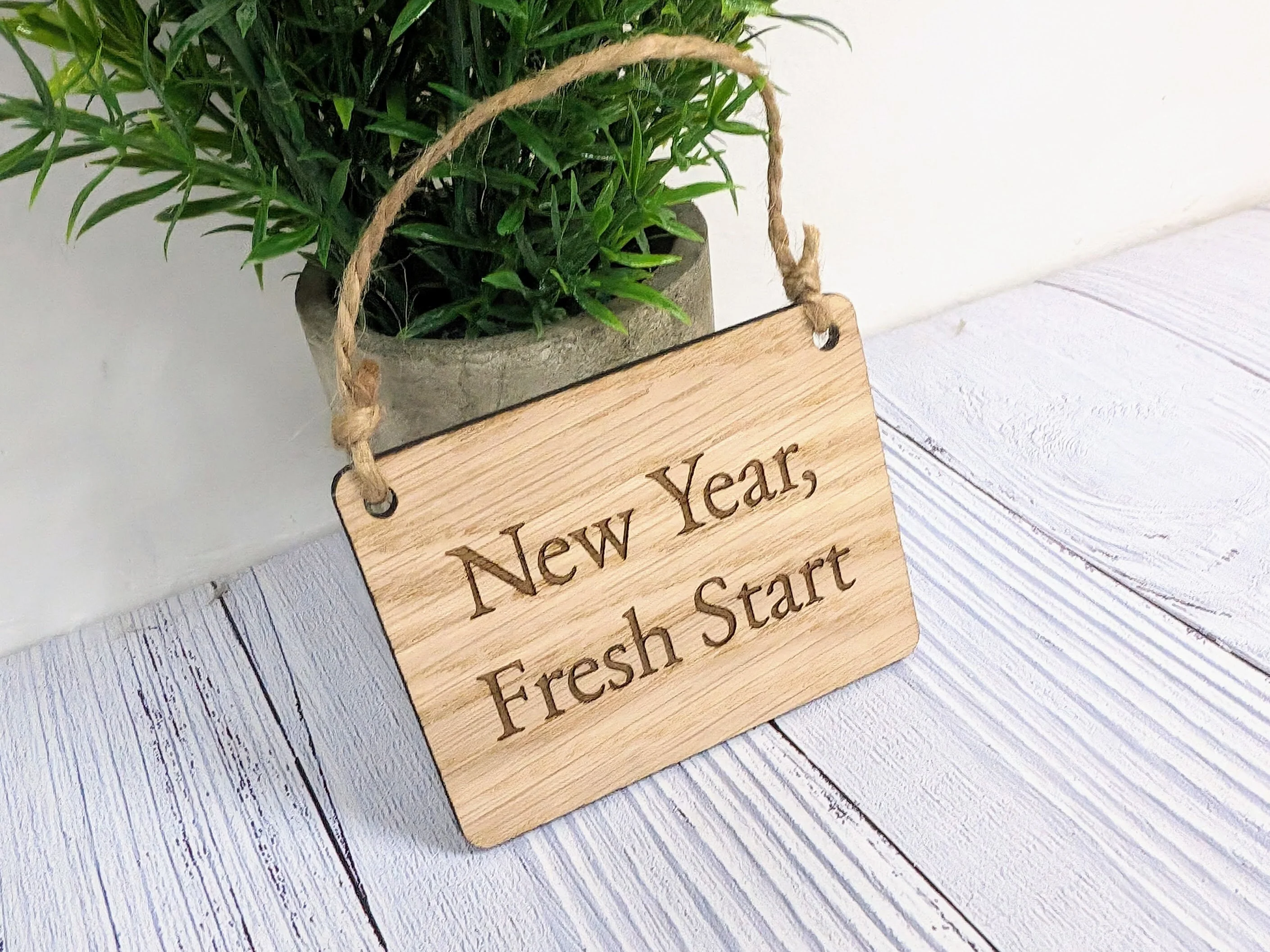 New Year, Fresh Start Oak Sign - Customisable, Motivational 2024 Decor - Image 7