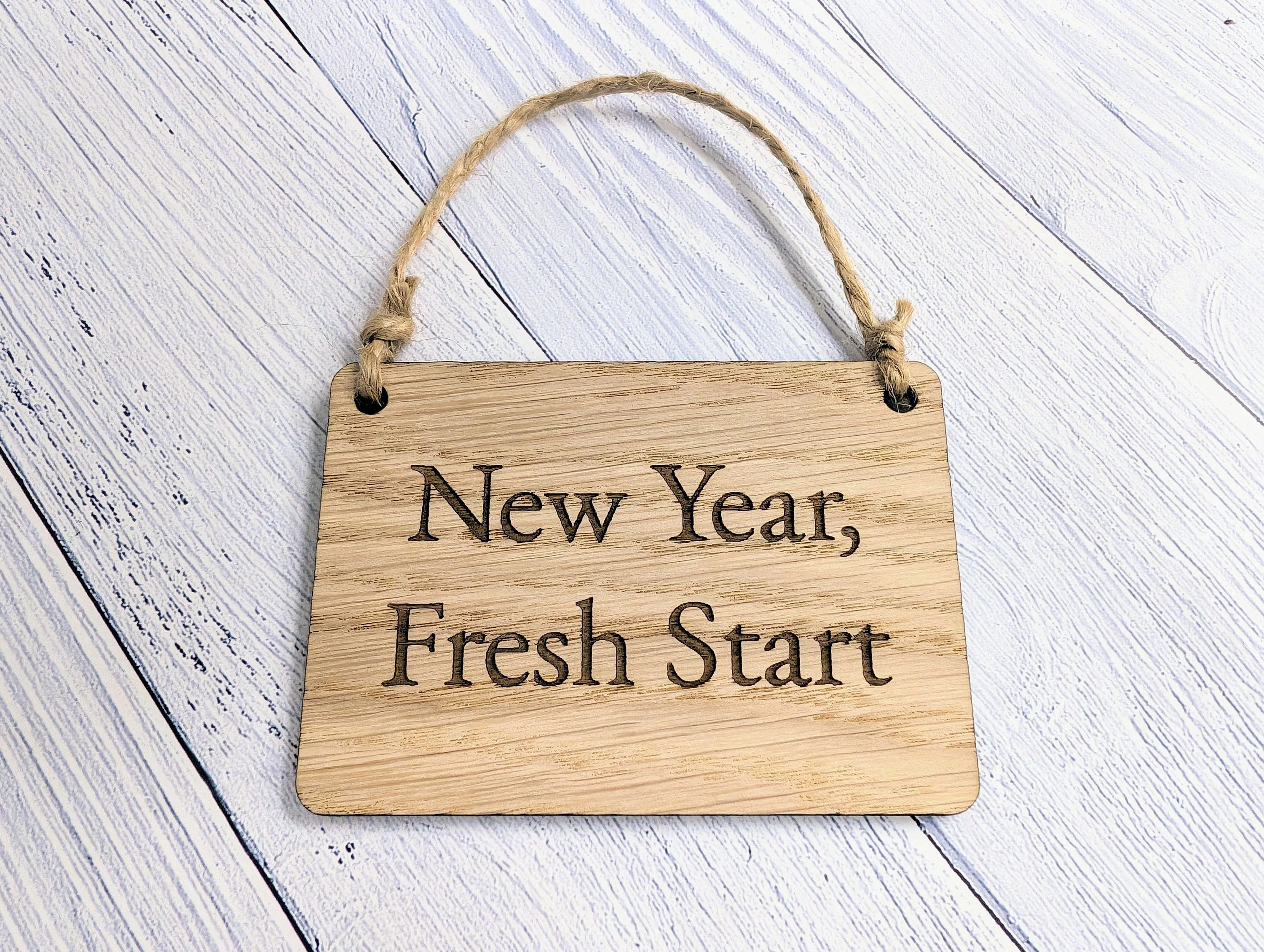 New Year, Fresh Start Oak Sign - Customisable, Motivational 2024 Decor - Image 8