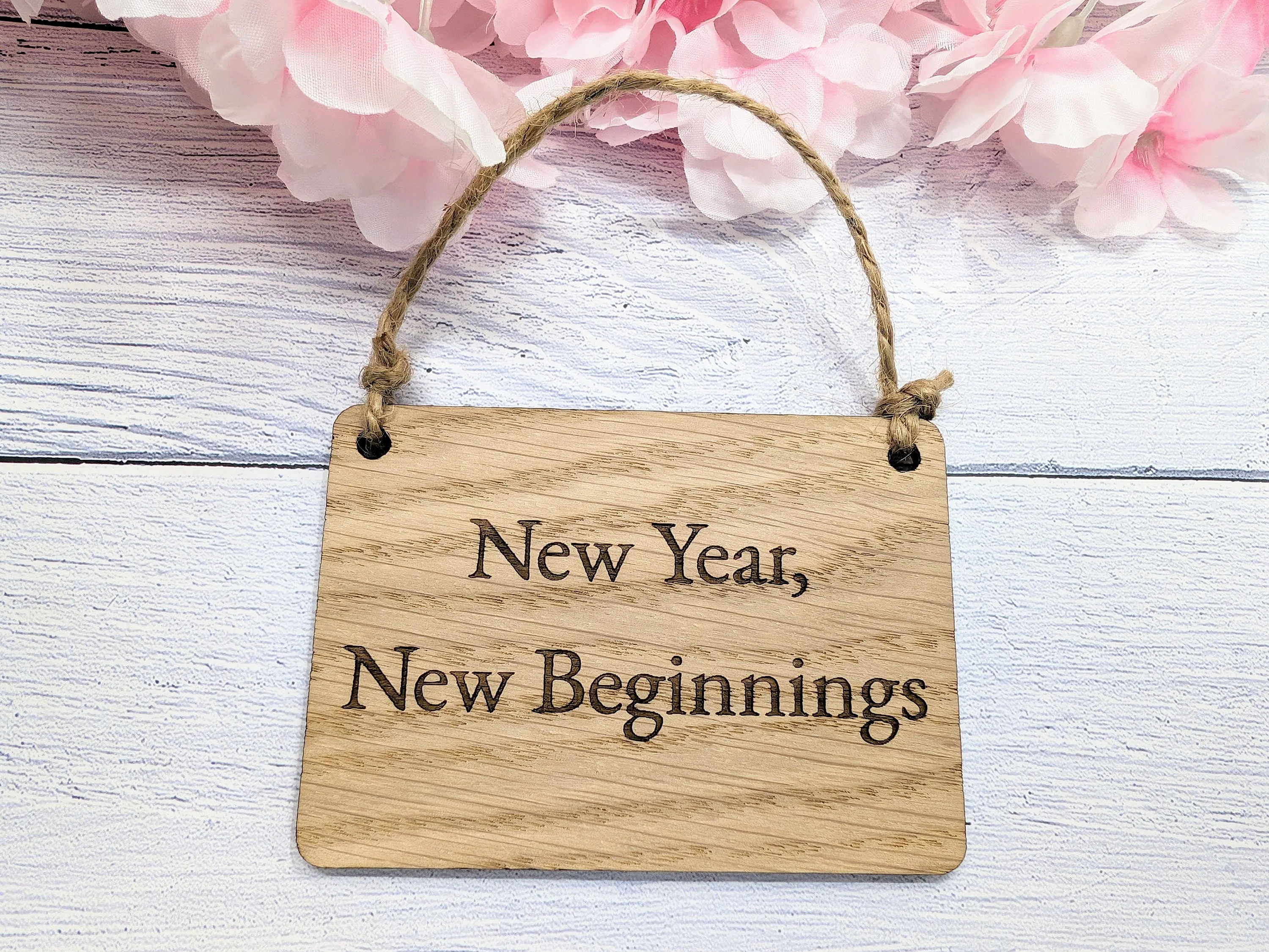 New Year, New Beginnings Oak Sign - Personalisable, Inspirational 2024 Decor - Image 4
