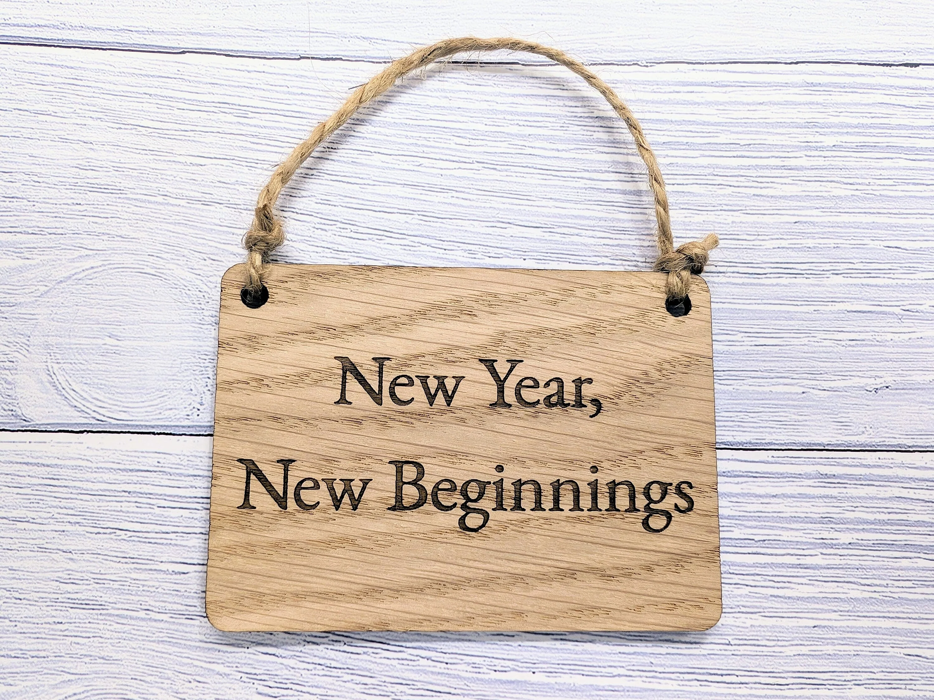 New Year, New Beginnings Oak Sign - Personalisable, Inspirational 2024 Decor - Image 5