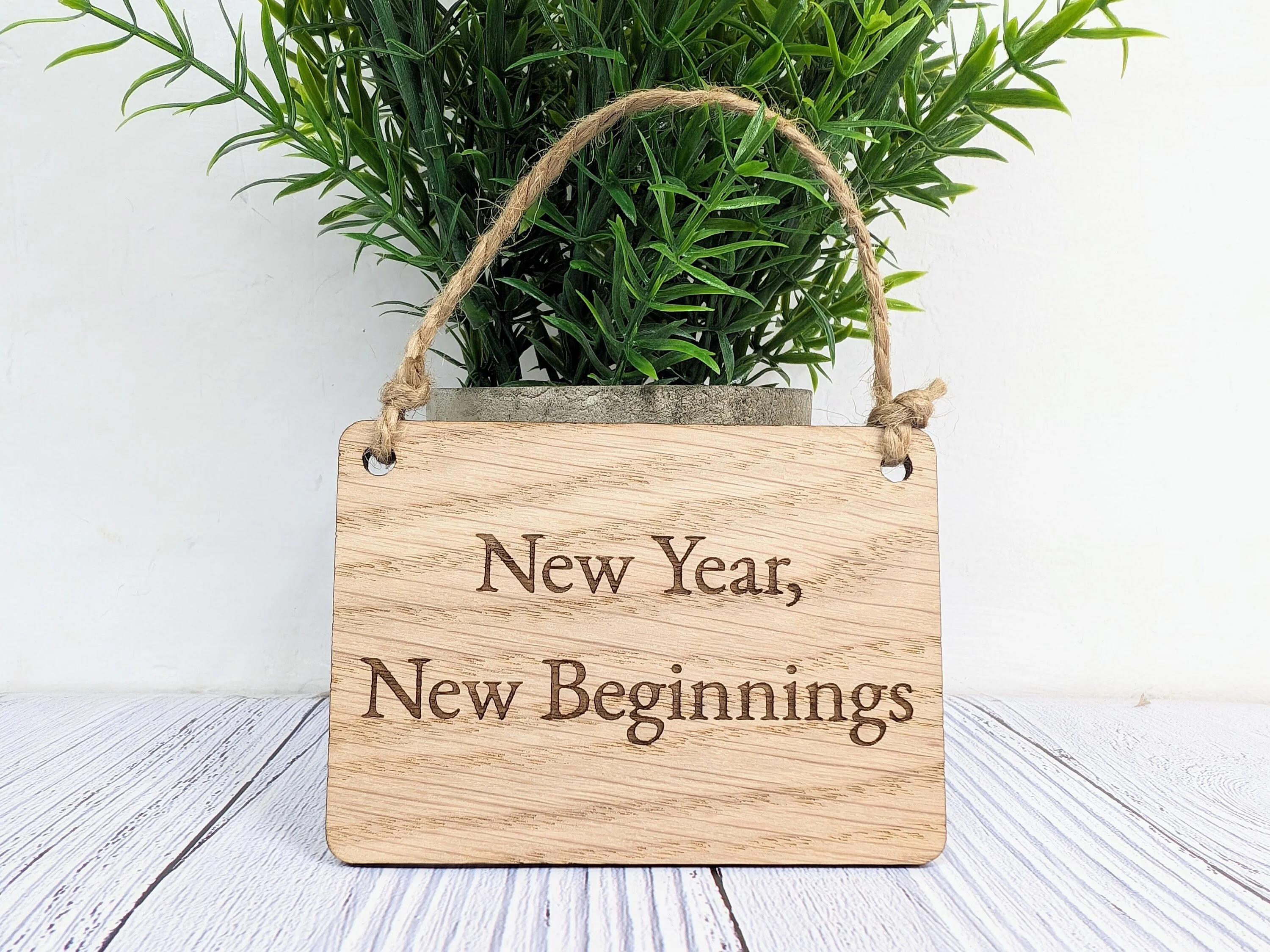 New Year, New Beginnings Oak Sign - Personalisable, Inspirational 2024 Decor - Image 6