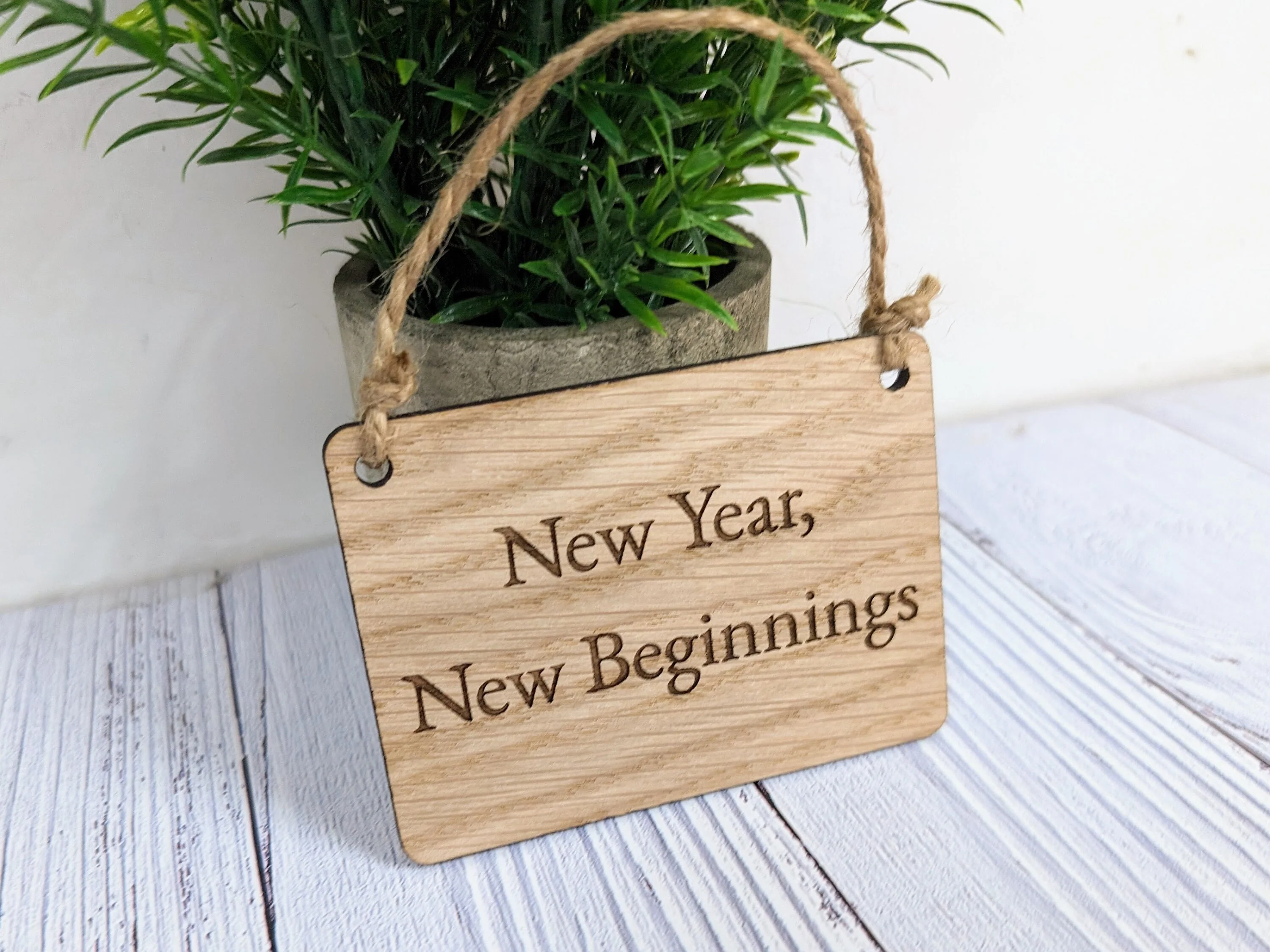 New Year, New Beginnings Oak Sign - Personalisable, Inspirational 2024 Decor - Image 7