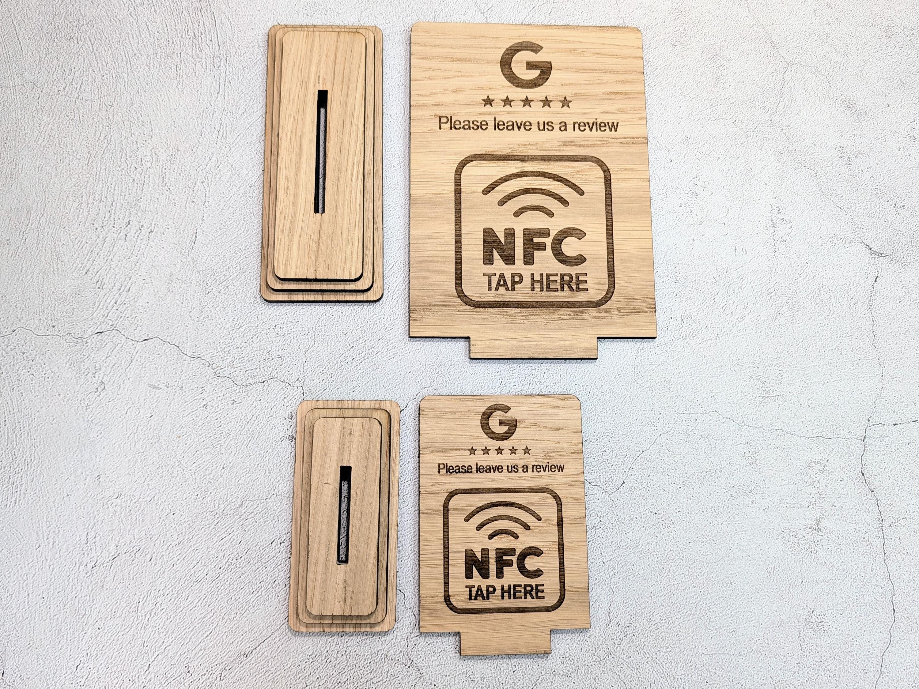 NFC Google Review Sign – Oak Veneered Business Review Display, Tap to Review Stand, Eco Friendly Wood, Plastic-Free, 2 Sizes - Image 6