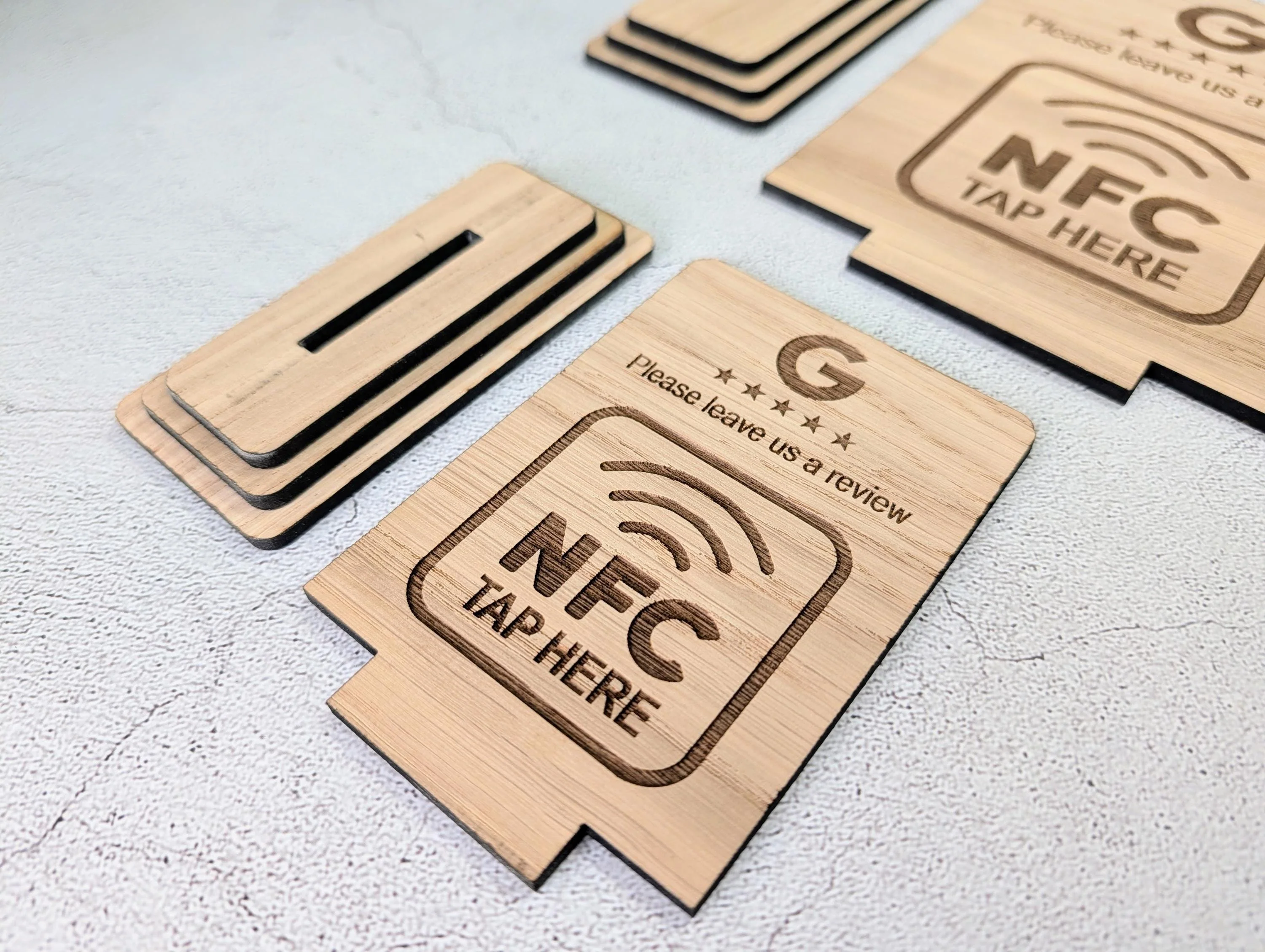 NFC Google Review Sign – Oak Veneered Business Review Display, Tap to Review Stand, Eco Friendly Wood, Plastic-Free, 2 Sizes - Image 7