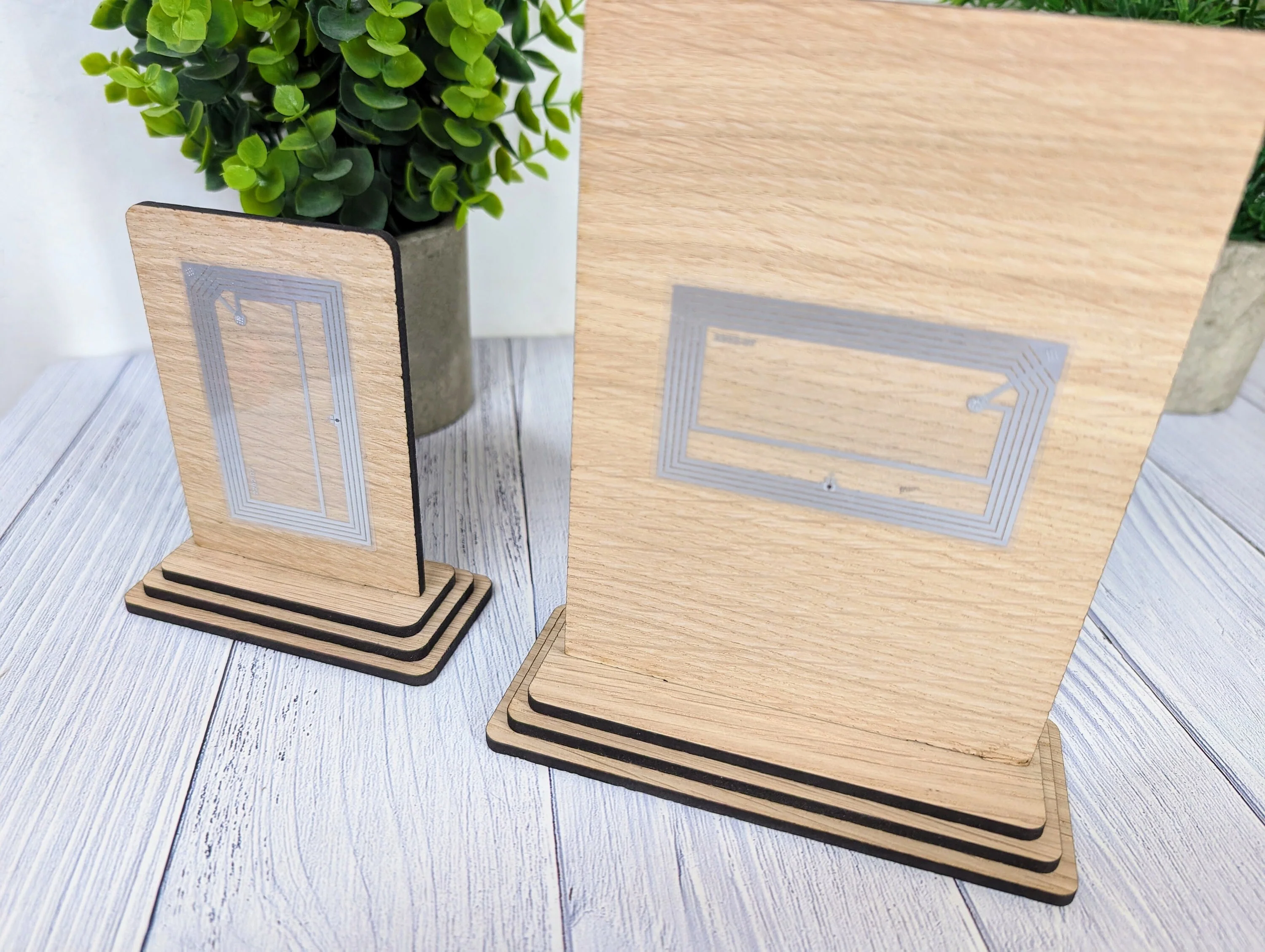 NFC 'Tap Here' Wooden Follow Us Sign - Personalised Logo, Eco-Friendly, Handmade, Social Media Link, NFC tag, 2 Sizes, Custom Signage - Image 3