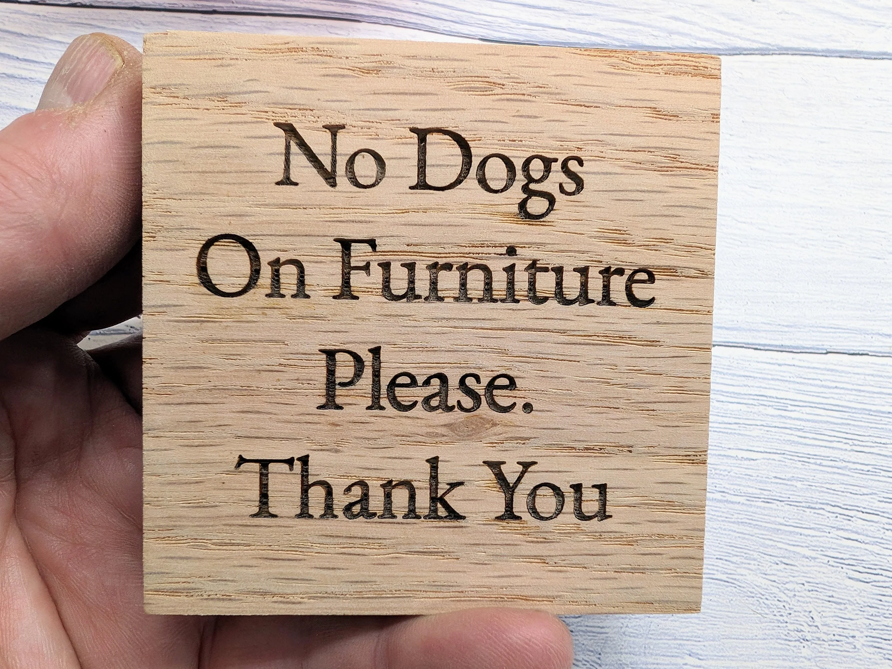 No Dogs on Furniture Oak Sign, Polite B&B Wooden Sign - Optional Personalisation - Pet Friendly Sign, Freestanding, Small Oak Plaque - Image 8