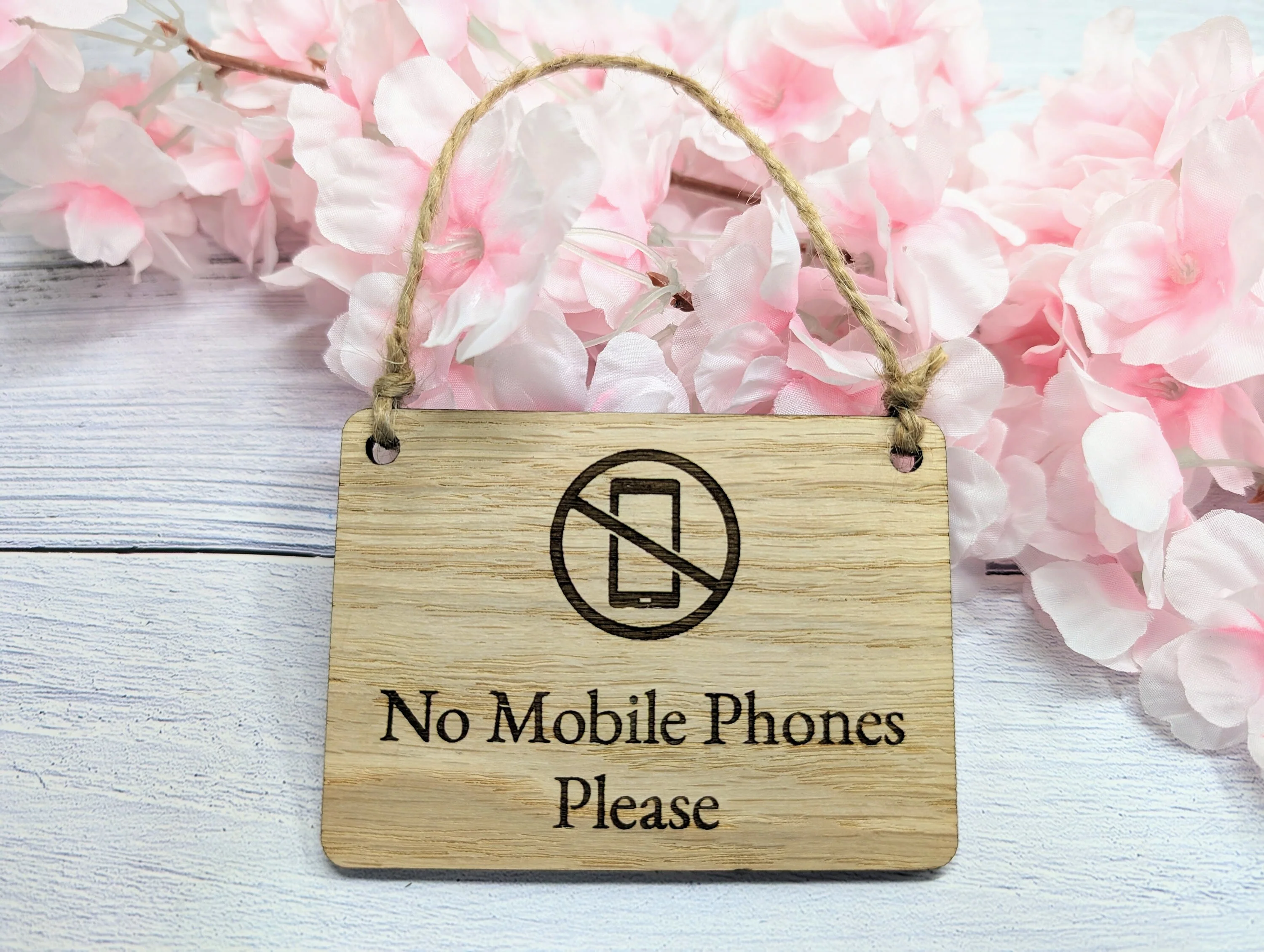 No Mobile Phones Please Wooden Sign - Eco-Conscious Indoor Signage - Available in 4 Sizes, Door Sign, Wall Sign, Bulk Welcome - Image 2