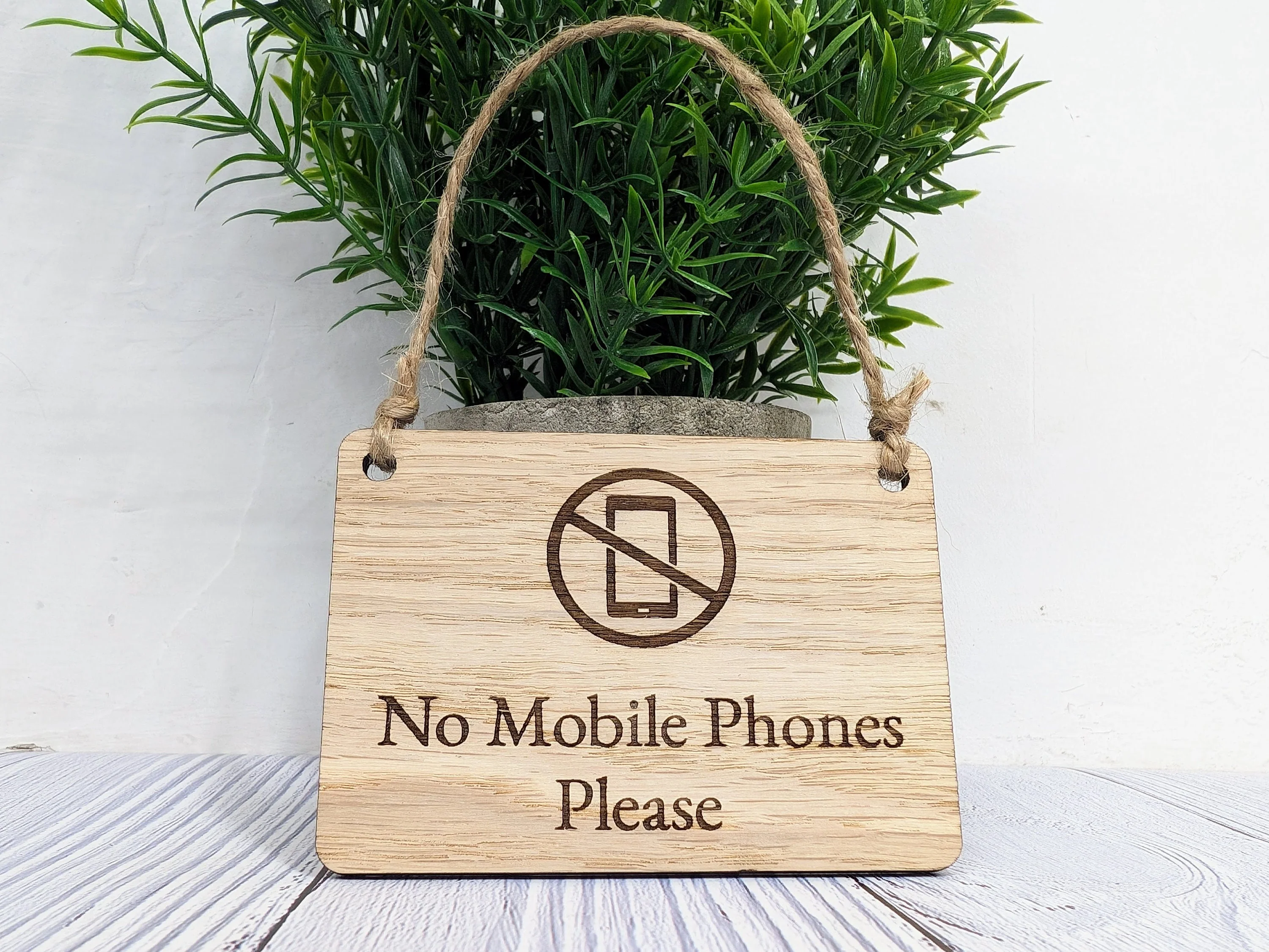 No Mobile Phones Please Wooden Sign - Eco-Conscious Indoor Signage - Available in 4 Sizes, Door Sign, Wall Sign, Bulk Welcome - Image 3