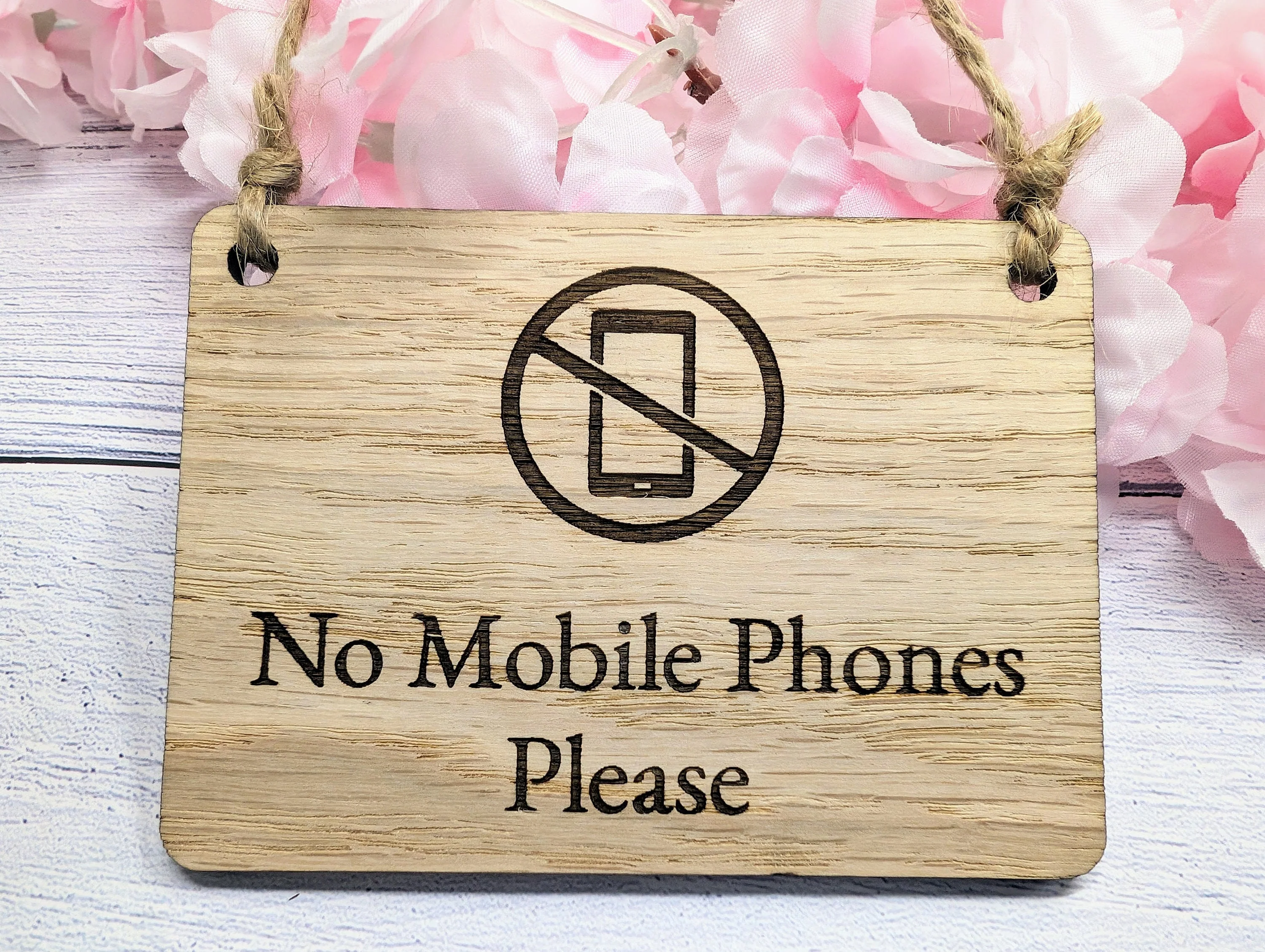 No Mobile Phones Please Wooden Sign - Eco-Conscious Indoor Signage - Available in 4 Sizes, Door Sign, Wall Sign, Bulk Welcome - Image 6
