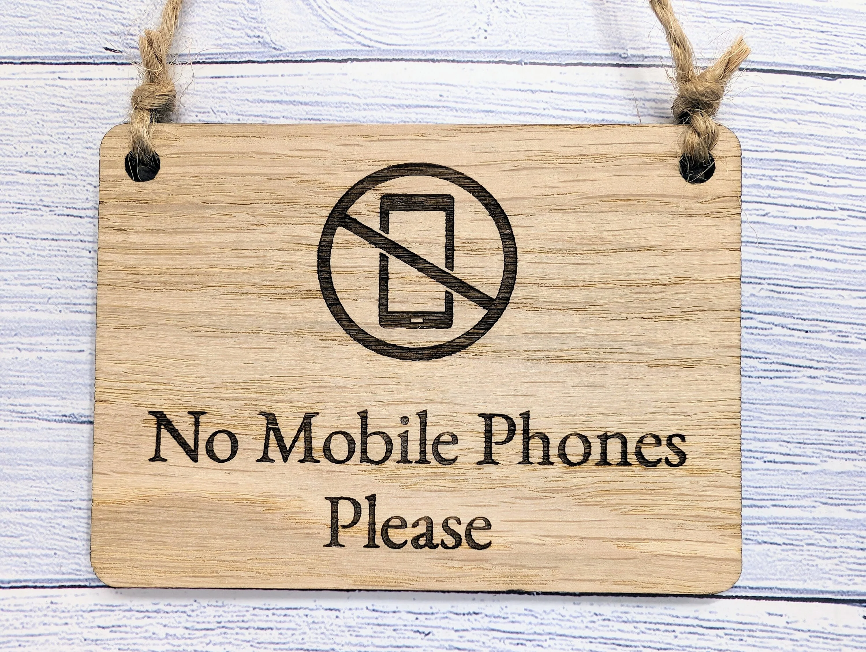No Mobile Phones Please Wooden Sign - Eco-Conscious Indoor Signage - Available in 4 Sizes, Door Sign, Wall Sign, Bulk Welcome - Image 7