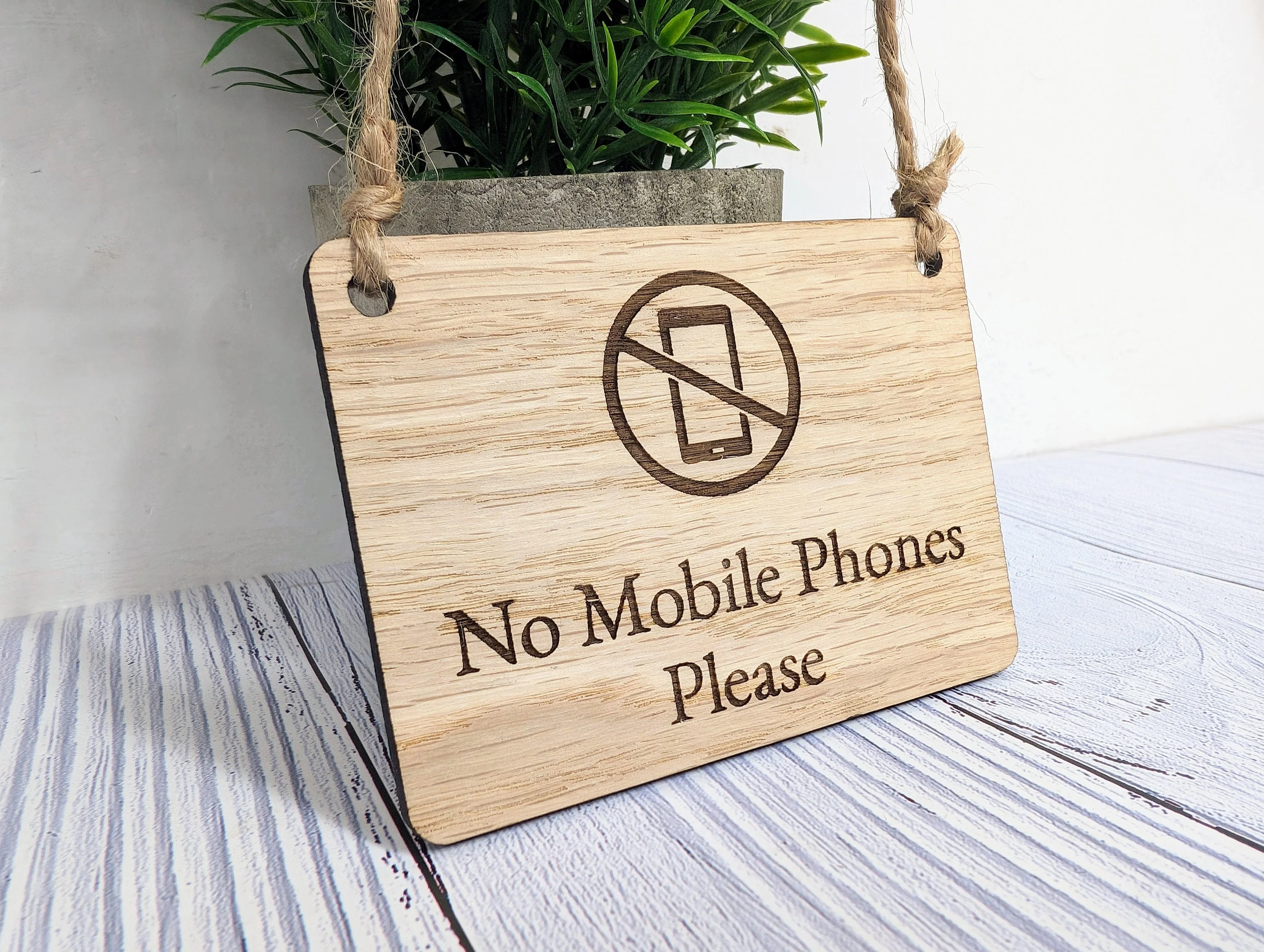No Mobile Phones Please Wooden Sign - Eco-Conscious Indoor Signage - Available in 4 Sizes, Door Sign, Wall Sign, Bulk Welcome - Image 9