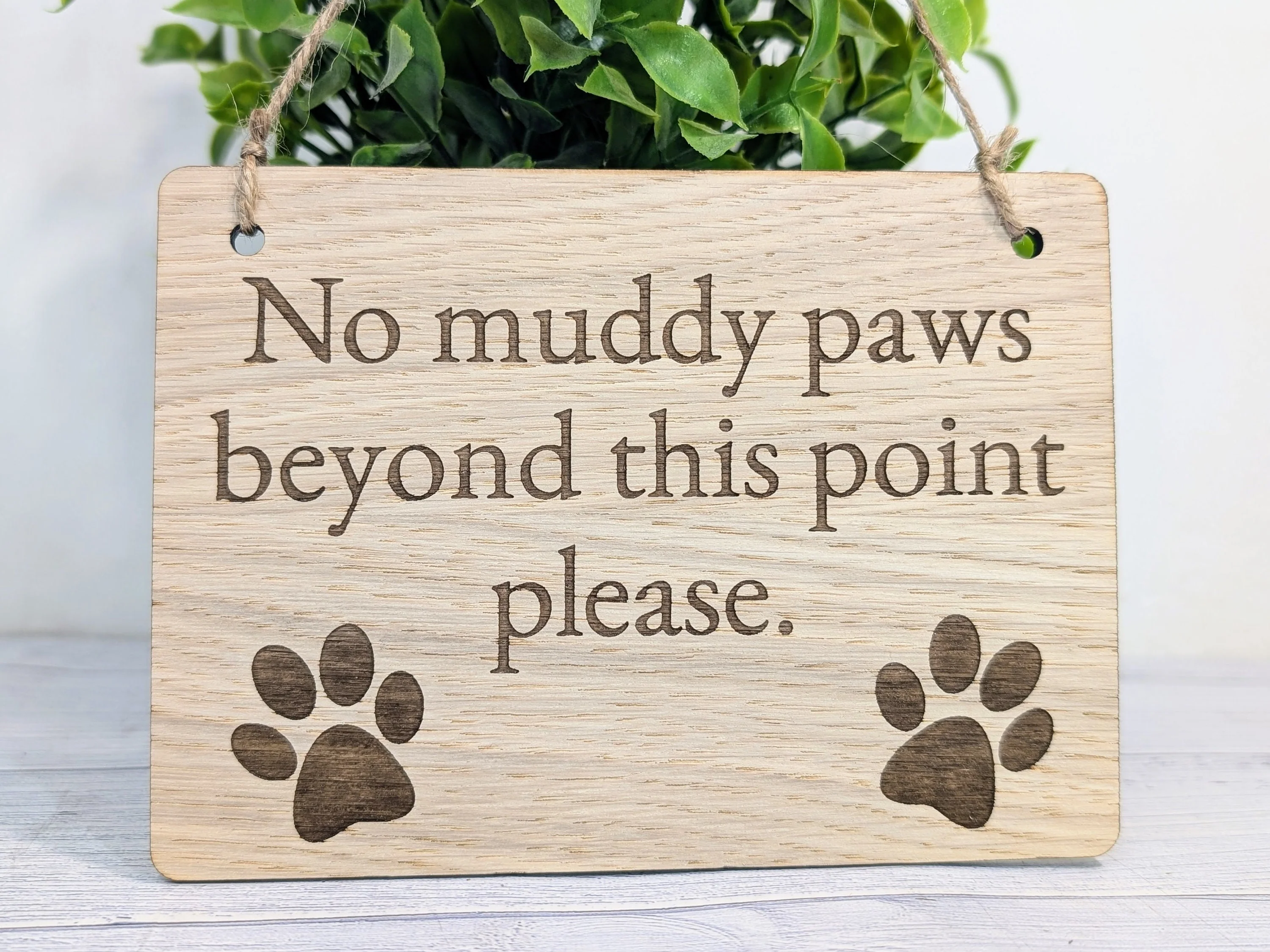 No Muddy Paws Beyond This Point Please | Handmade Wooden Sign | Fun Pet Oak Decor with Paw Prints | Ideal for Home, Airbnb etc. - Image 3