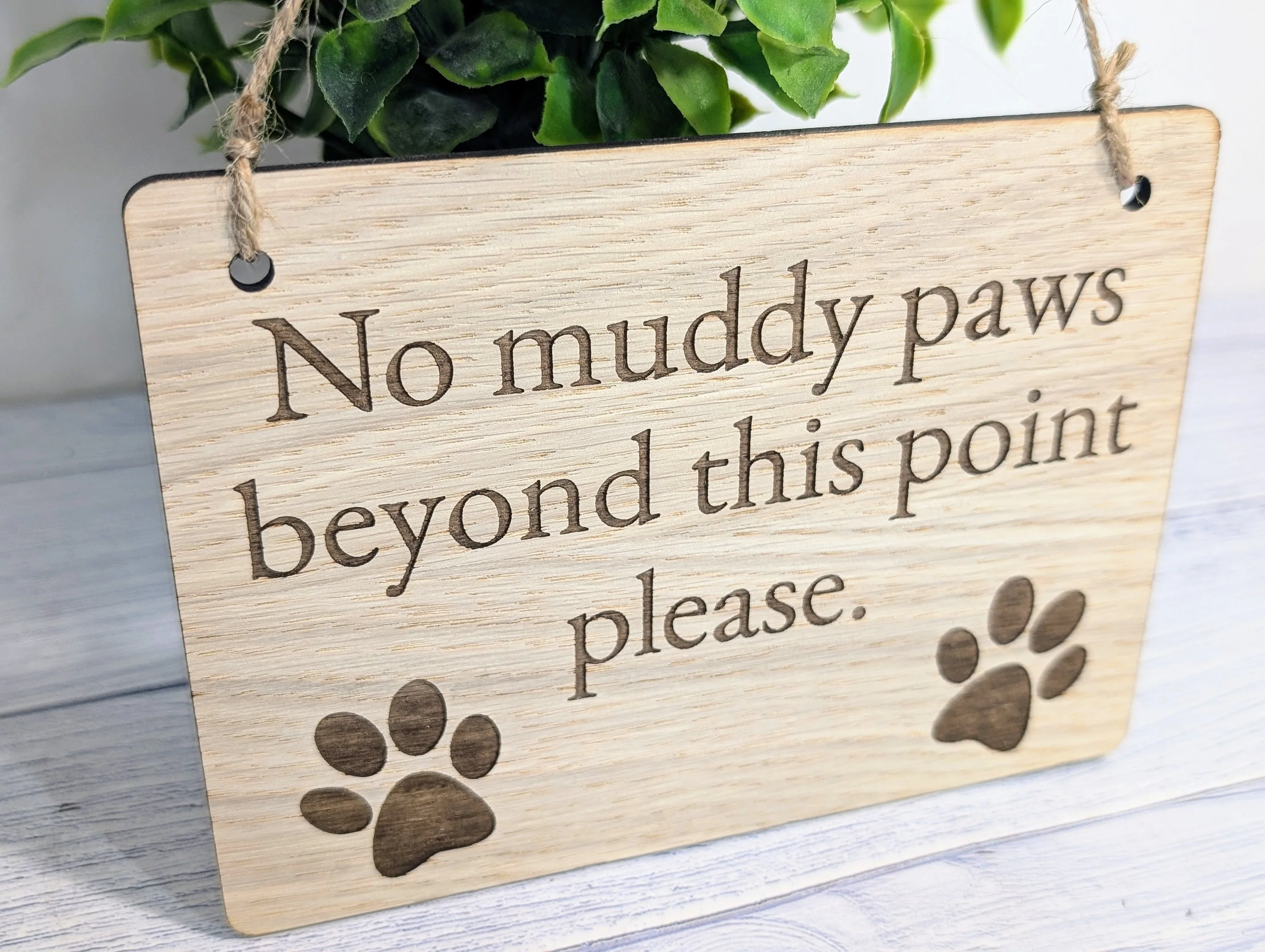 No Muddy Paws Beyond This Point Please | Handmade Wooden Sign | Fun Pet Oak Decor with Paw Prints | Ideal for Home, Airbnb etc. - Image 4