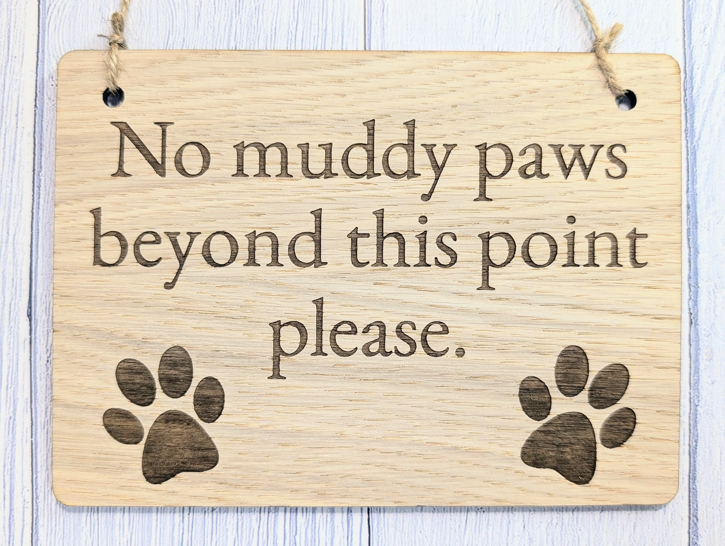 No Muddy Paws Beyond This Point Please | Handmade Wooden Sign | Fun Pet Oak Decor with Paw Prints | Ideal for Home, Airbnb etc. - Image 5