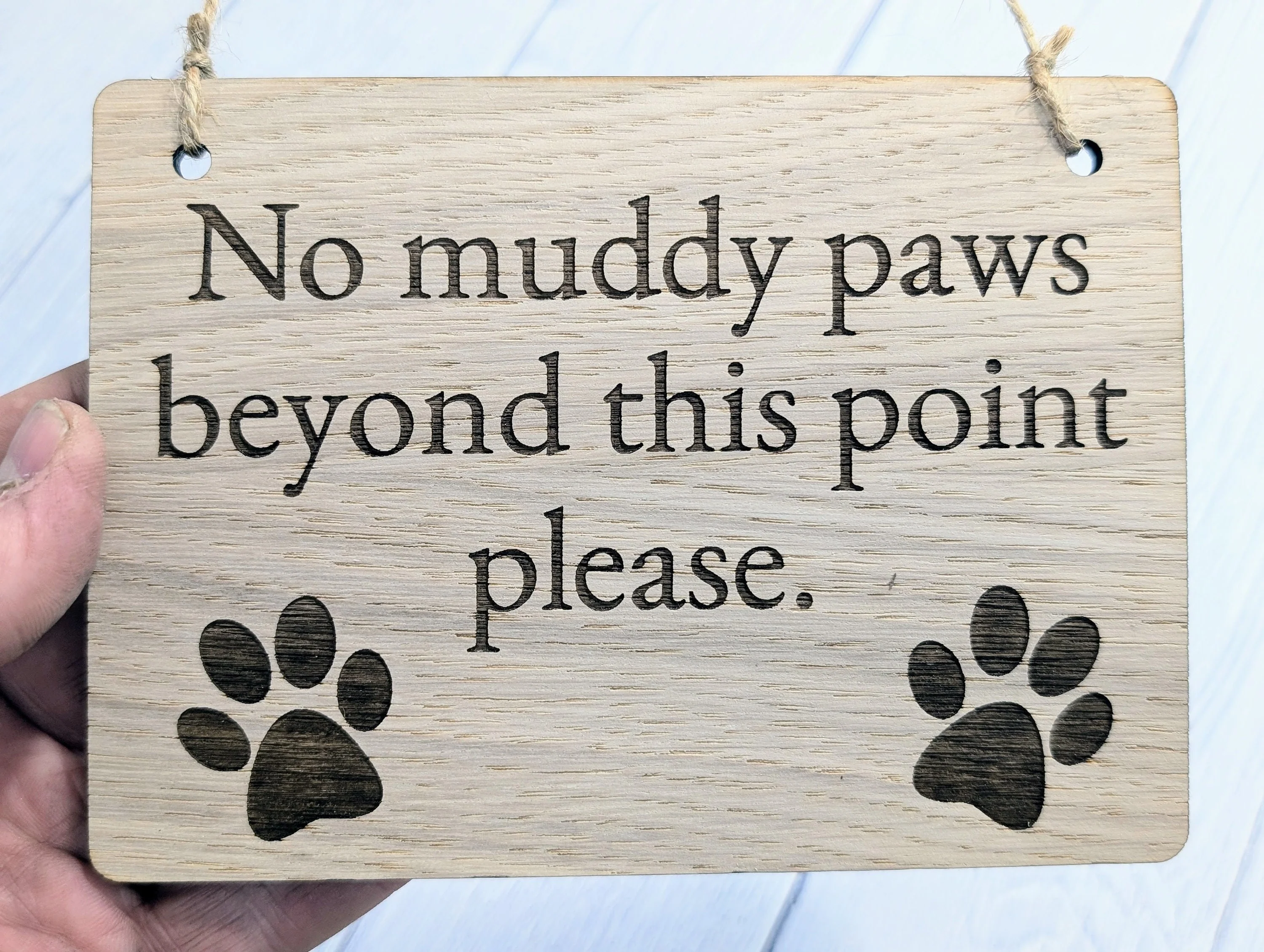 No Muddy Paws Beyond This Point Please | Handmade Wooden Sign | Fun Pet Oak Decor with Paw Prints | Ideal for Home, Airbnb etc. - Image 8