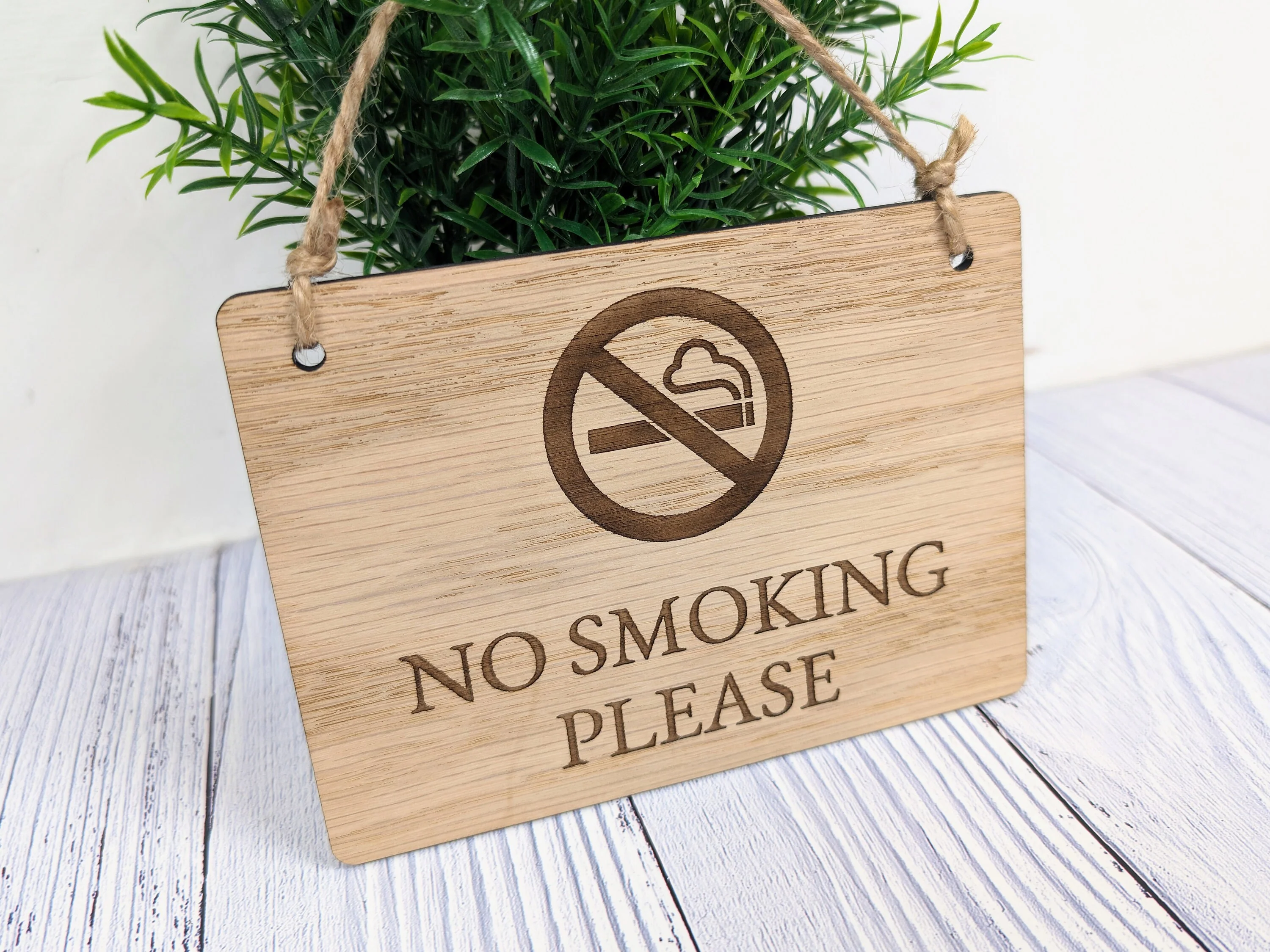 No Smoking Please,  Wooden Sign | Oak Veneer | Wall Decor | Business Signage | Handcrafted in the UK - Image 2