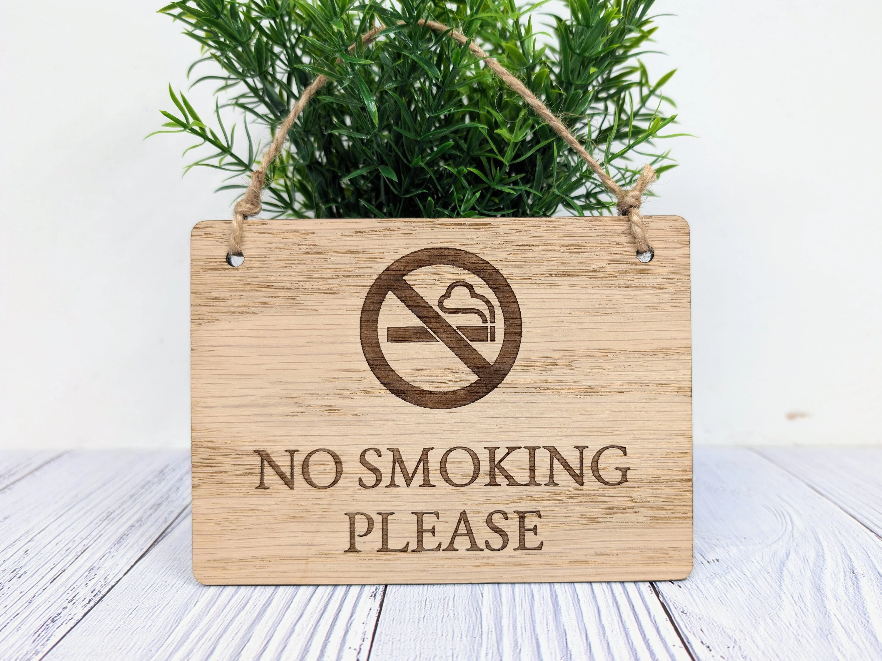 No Smoking Please,  Wooden Sign | Oak Veneer | Wall Decor | Business Signage | Handcrafted in the UK - Image 4