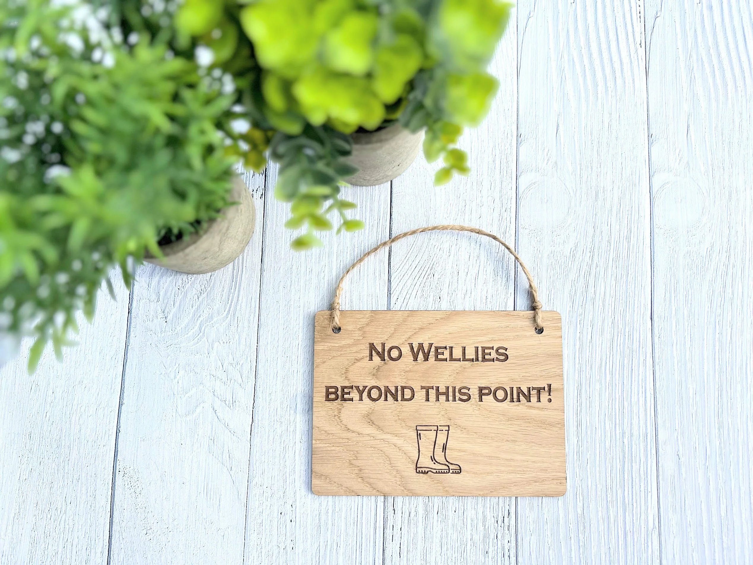 No Wellies Beyond This Point - Wooden Sign | Wooden Hanging Sign | Gardeners Sign | Utility Room Sign | Guest Sign - Image 5