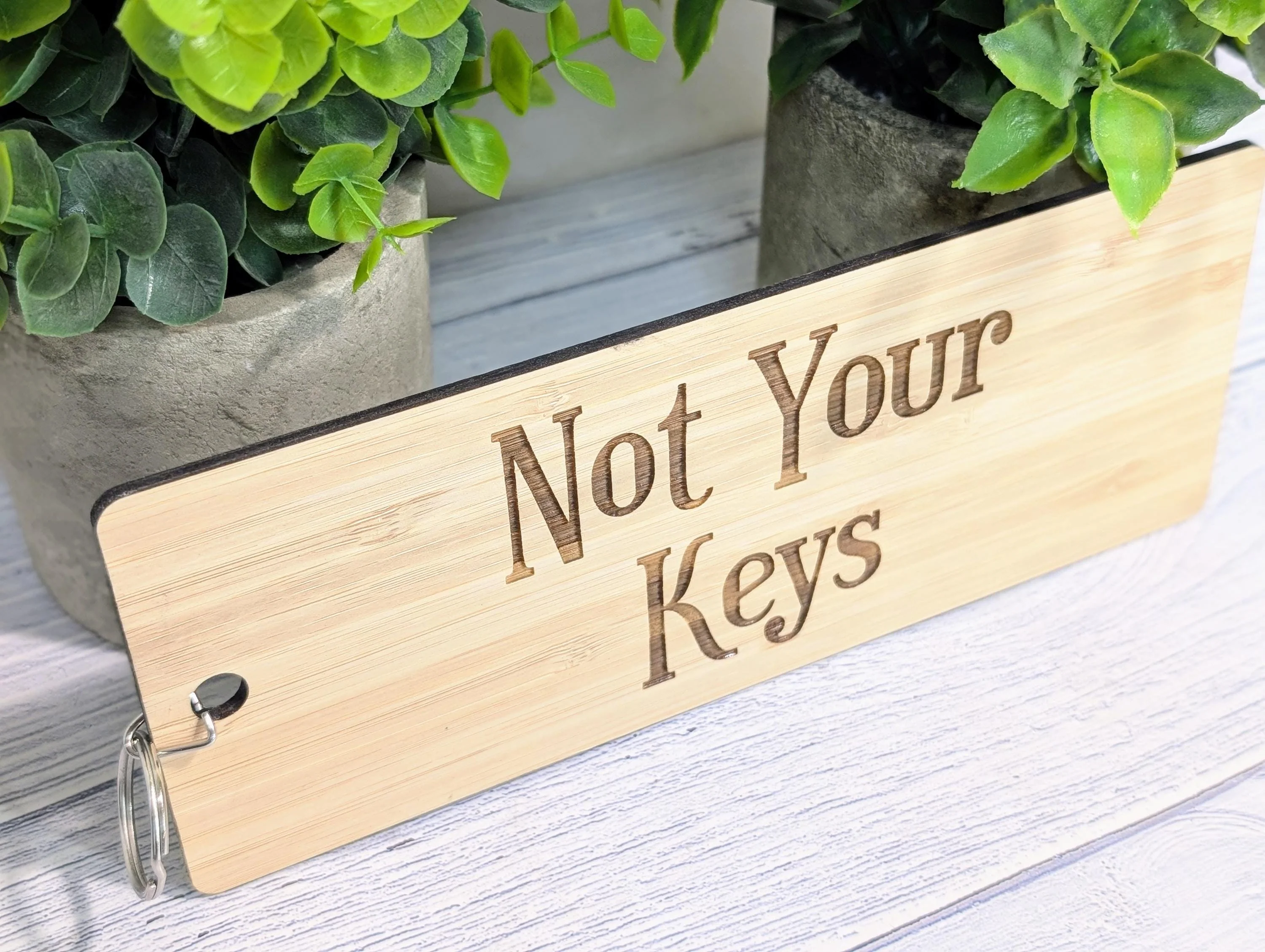 Not Your Keys - Extra-Large Bamboo Keyring 200x80mm | Funny Engraved Eco Gift | Sustainable Oversized Wooden Key Accessory for Home & Office - Image 4