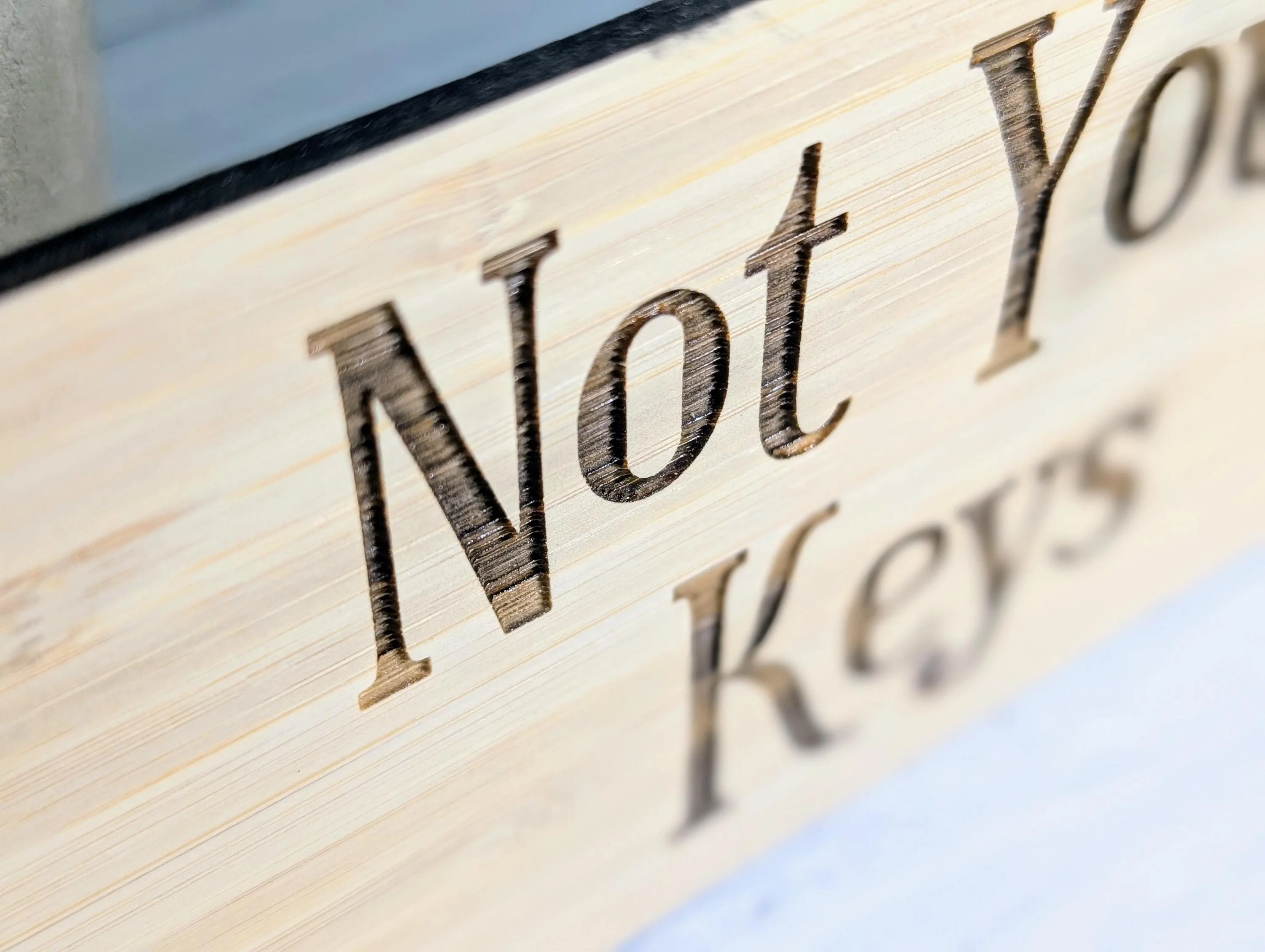 Not Your Keys - Extra-Large Bamboo Keyring 200x80mm | Funny Engraved Eco Gift | Sustainable Oversized Wooden Key Accessory for Home & Office - Image 6
