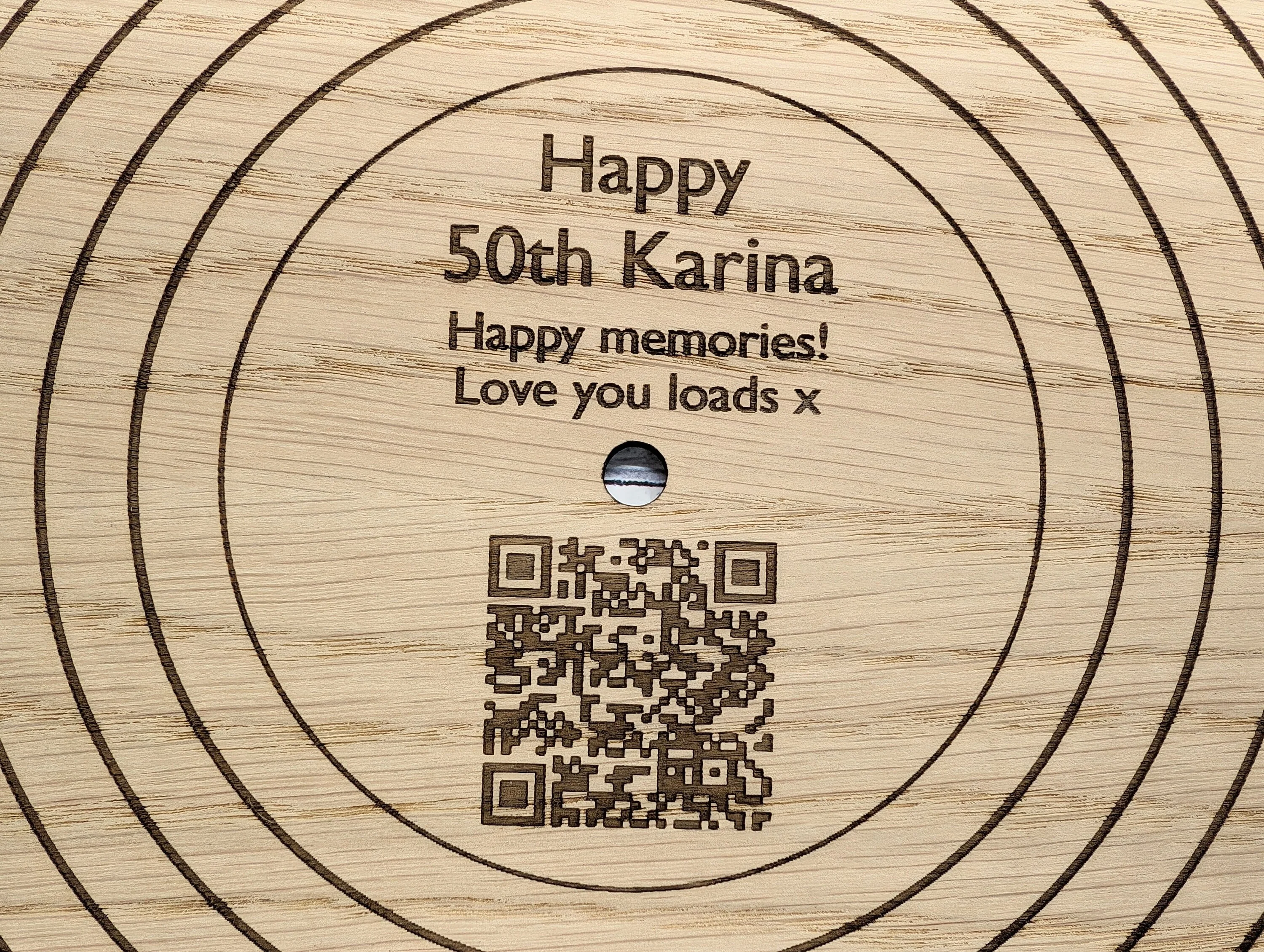 Oak 12" Record with Personalised QR Code and Message - Custom Message, Playlist Link, Optional Stand - Image 5