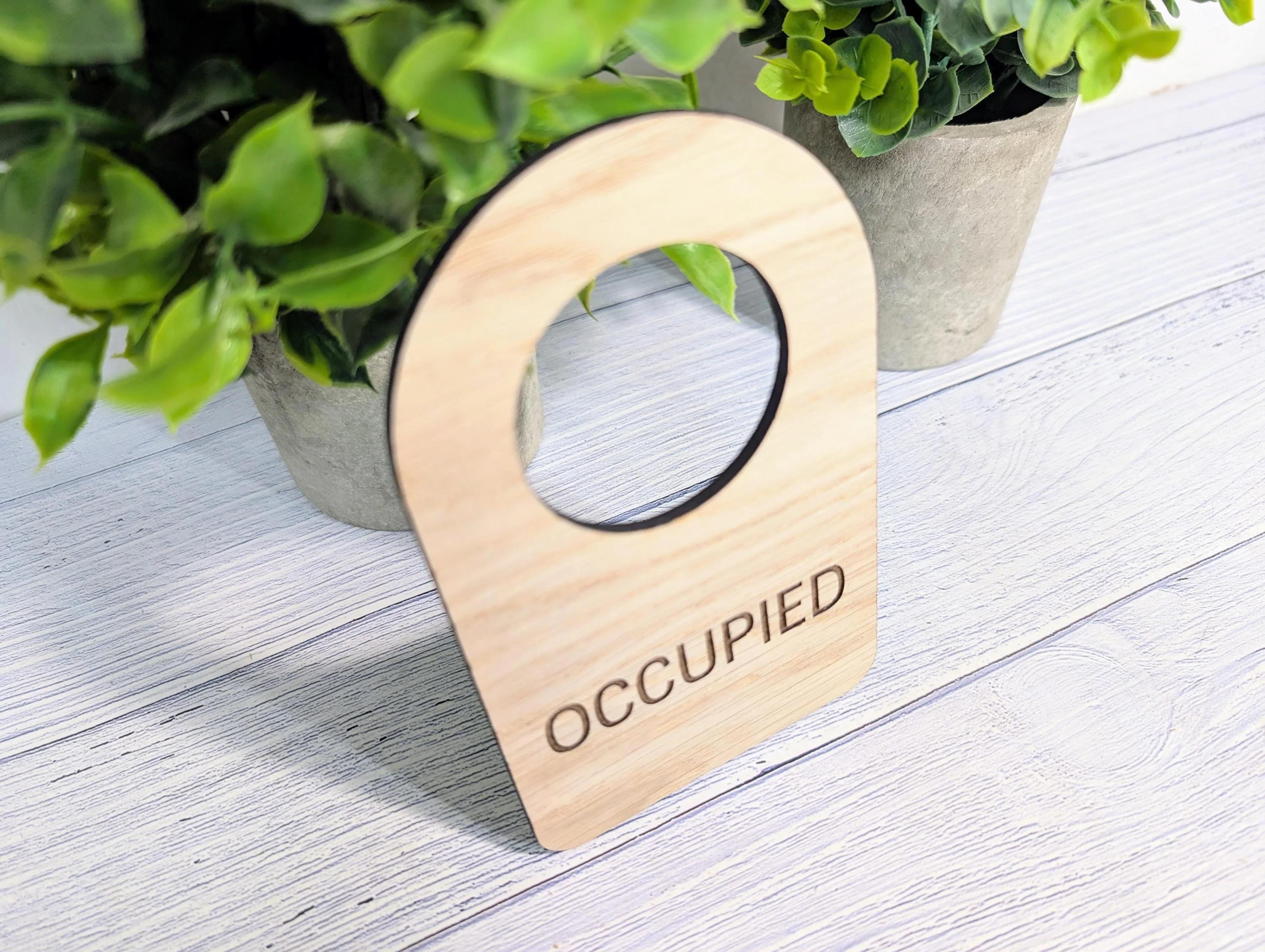 Occupied Door Hanger – Bamboo Do Not Disturb Sign – Eco Wooden Door Sign for Bathrooms, Loos, Offices – Plastic-Free Packaging - Image 3