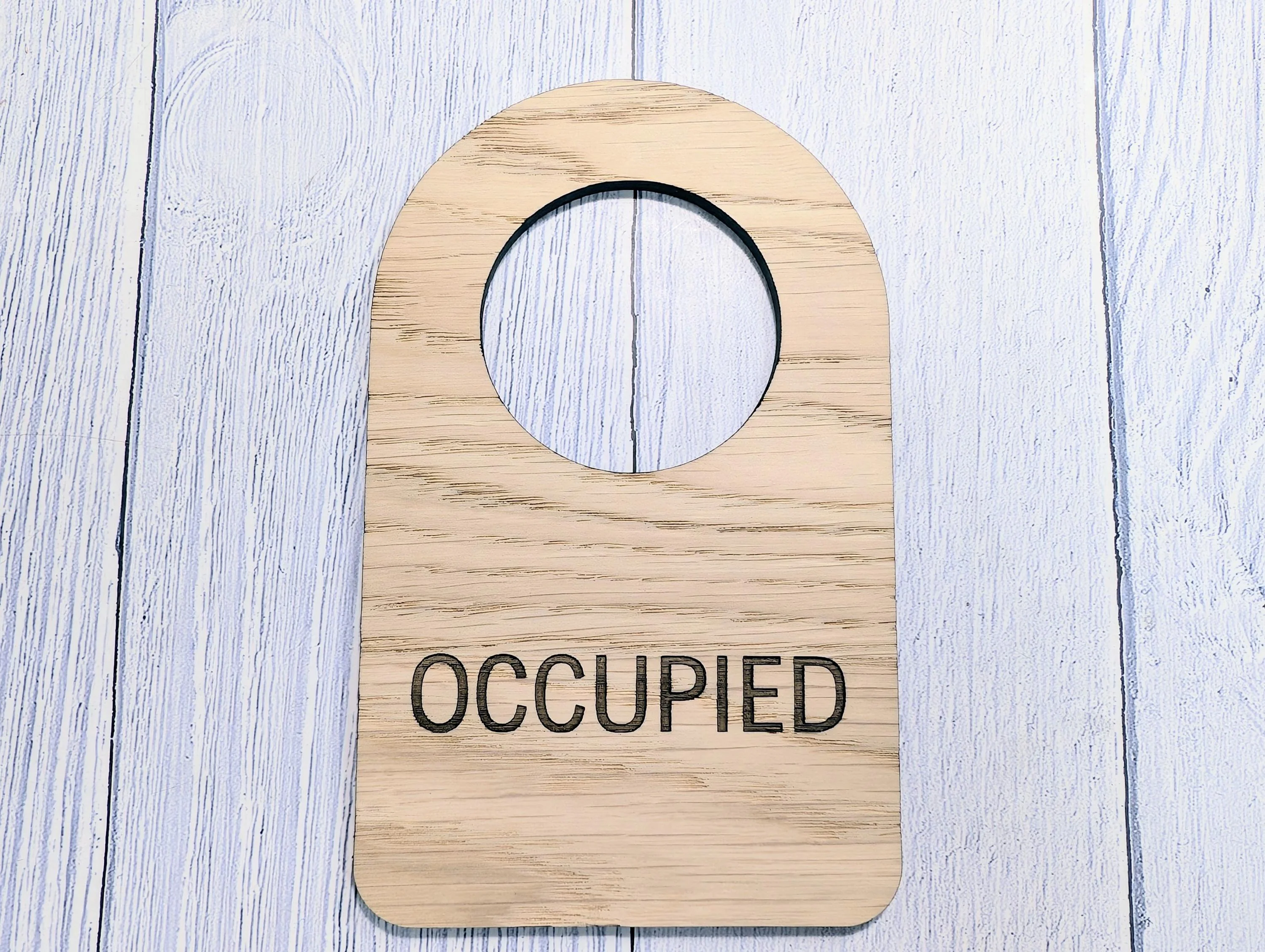 Occupied Door Hanger – Bamboo Do Not Disturb Sign – Eco Wooden Door Sign for Bathrooms, Loos, Offices – Plastic-Free Packaging - Image 4