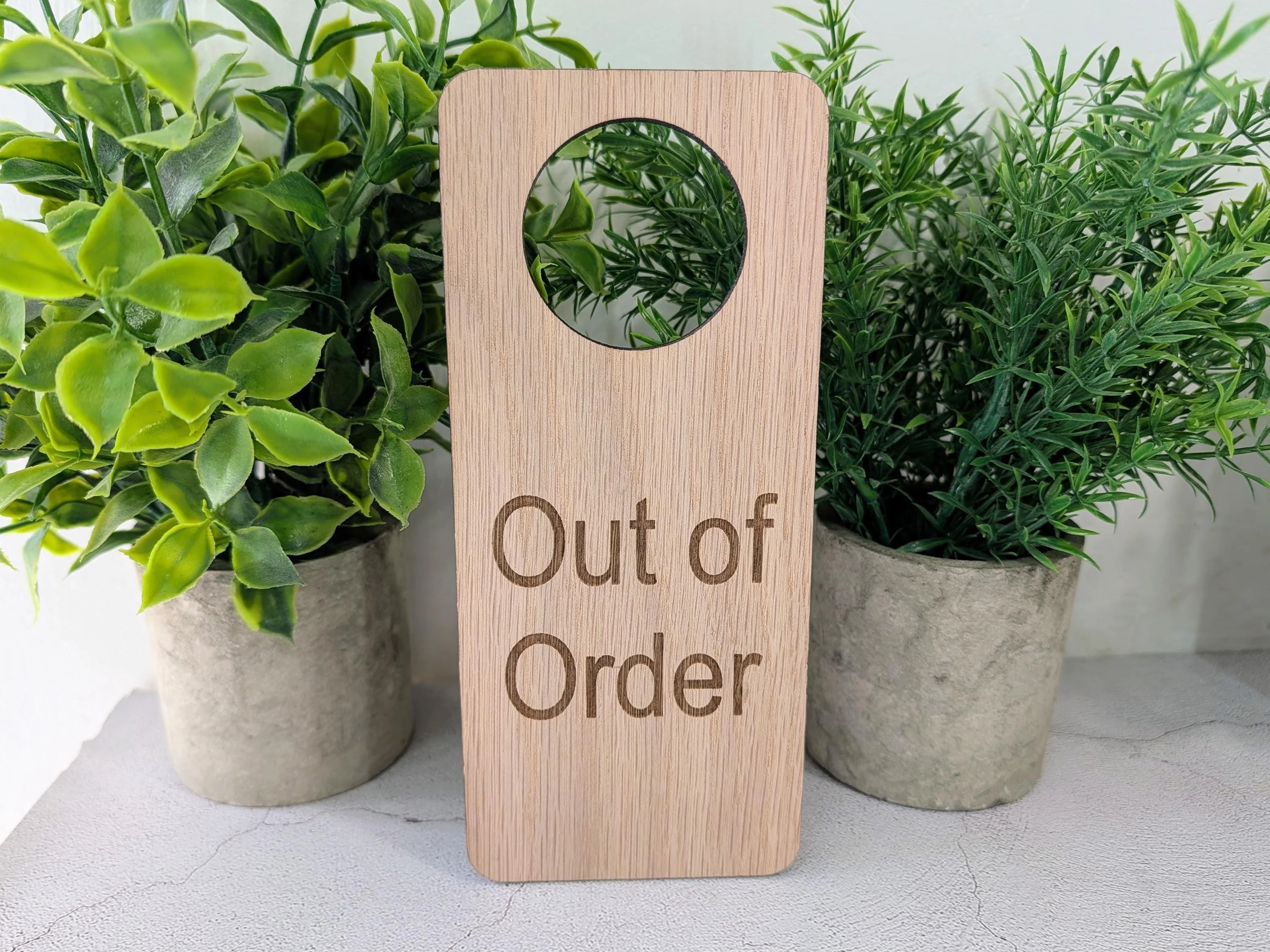 Out of Order Door Hanger – Oak Veneered Sign, Personalised Wooden Door Sign, Handmade in Wales, Plastic-Free Packaging - Image 3