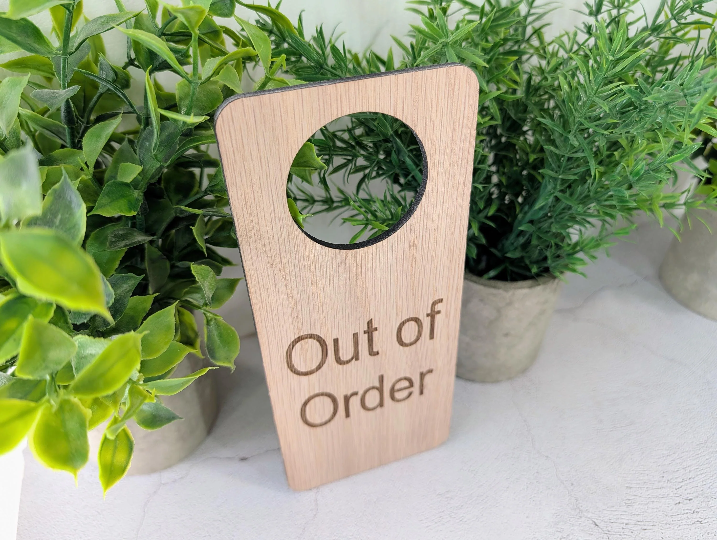Out of Order Door Hanger – Oak Veneered Sign, Personalised Wooden Door Sign, Handmade in Wales, Plastic-Free Packaging - Image 4