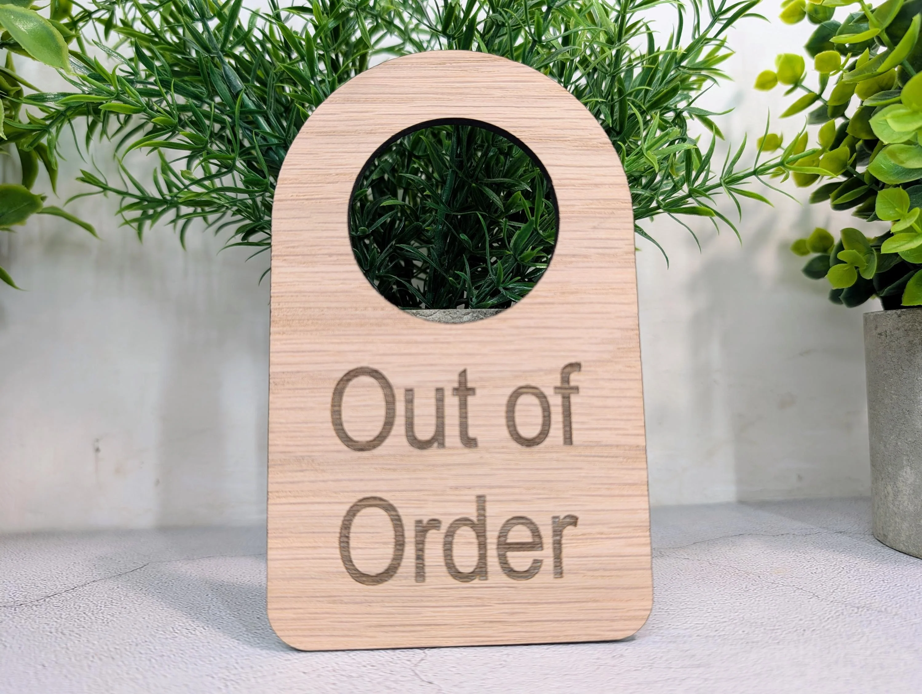 Out of Order Door Hanger – Oak Veneered Wooden Sign for Toilets, Rooms or Equipment, Indoor Use, Handmade from Wood - Image 4