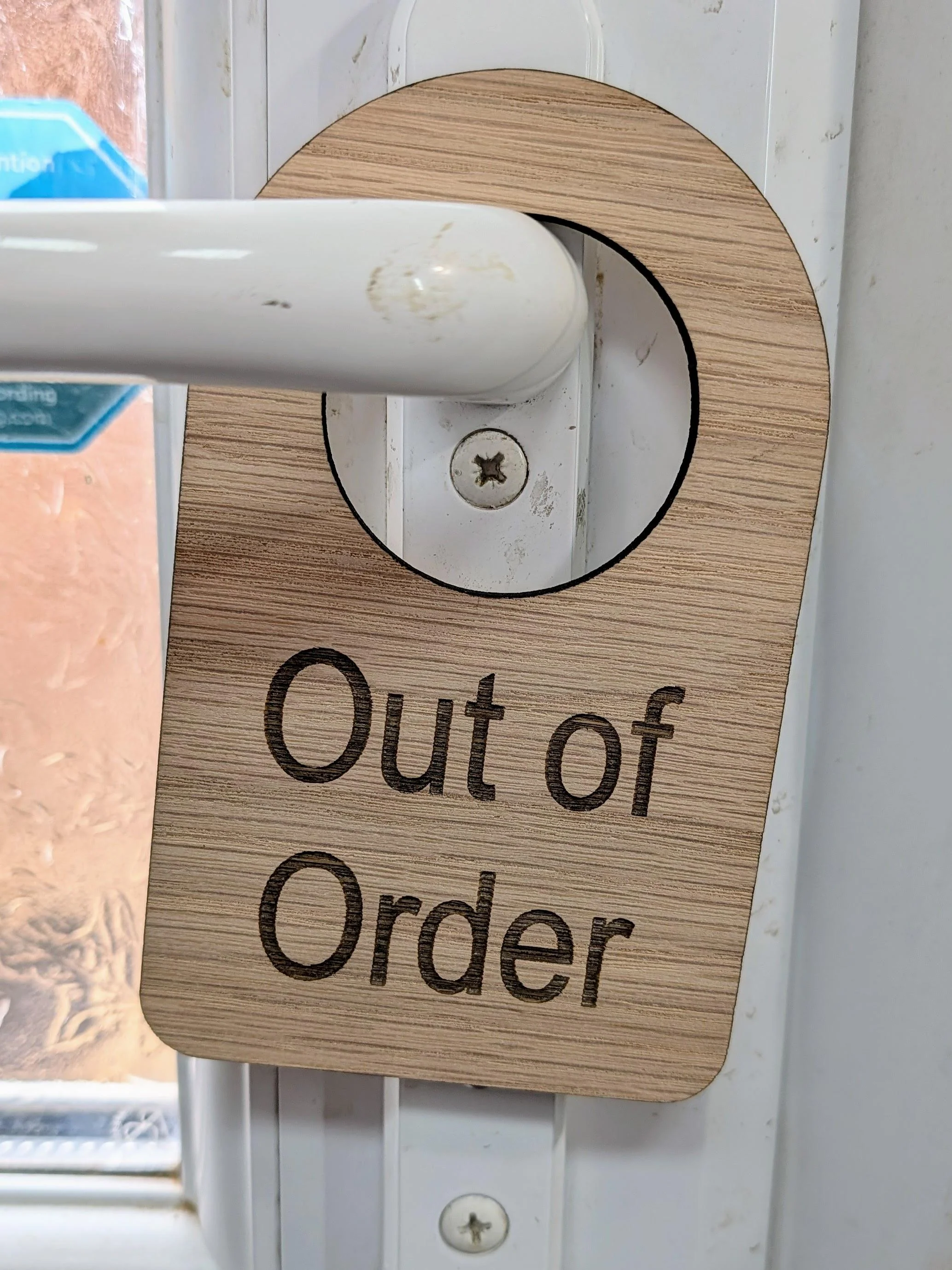 Out of Order Door Hanger – Oak Veneered Wooden Sign for Toilets, Rooms or Equipment, Indoor Use, Handmade from Wood - Image 6