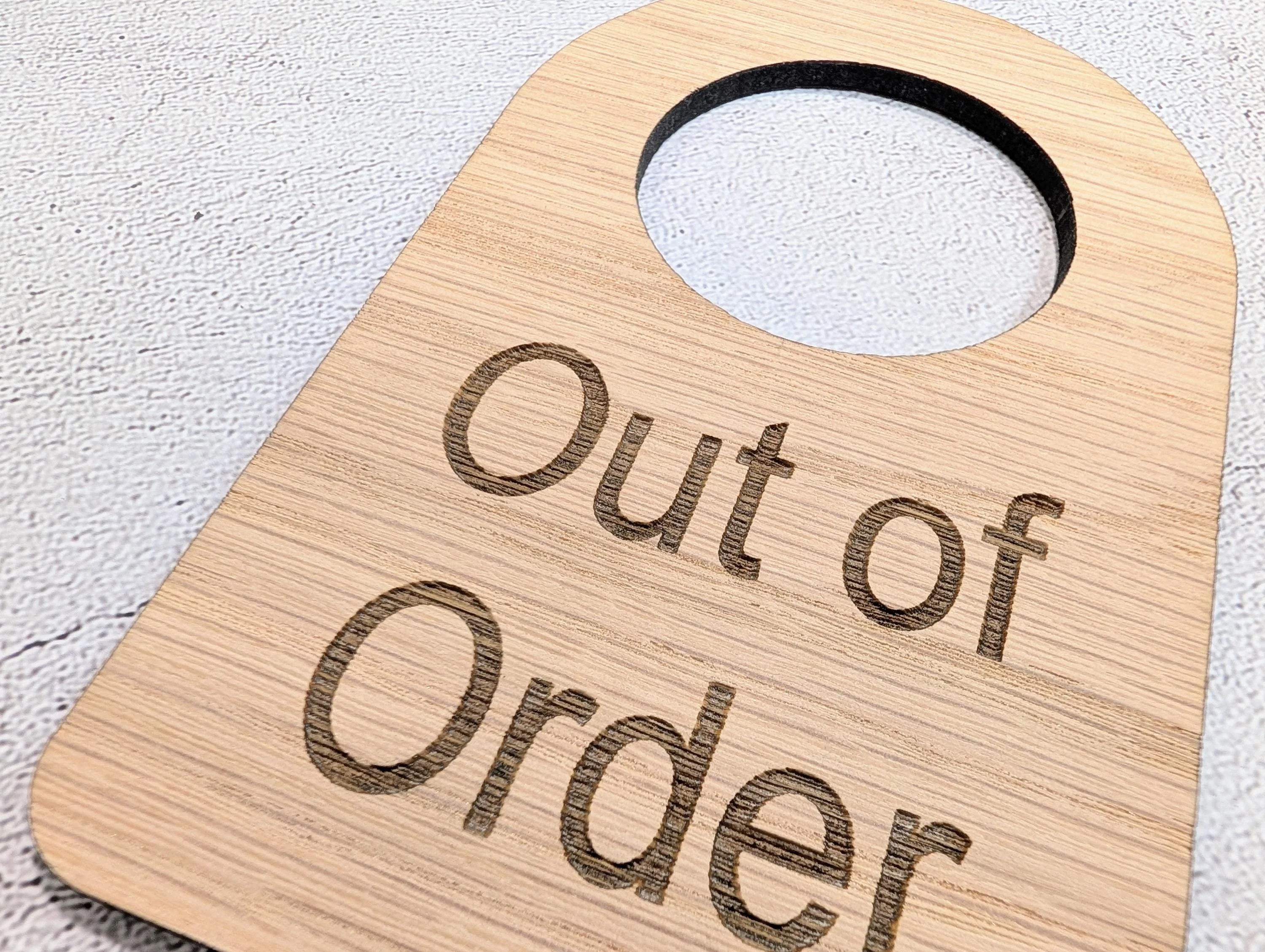 Out of Order Door Hanger – Oak Veneered Wooden Sign for Toilets, Rooms or Equipment, Indoor Use, Handmade from Wood - Image 9