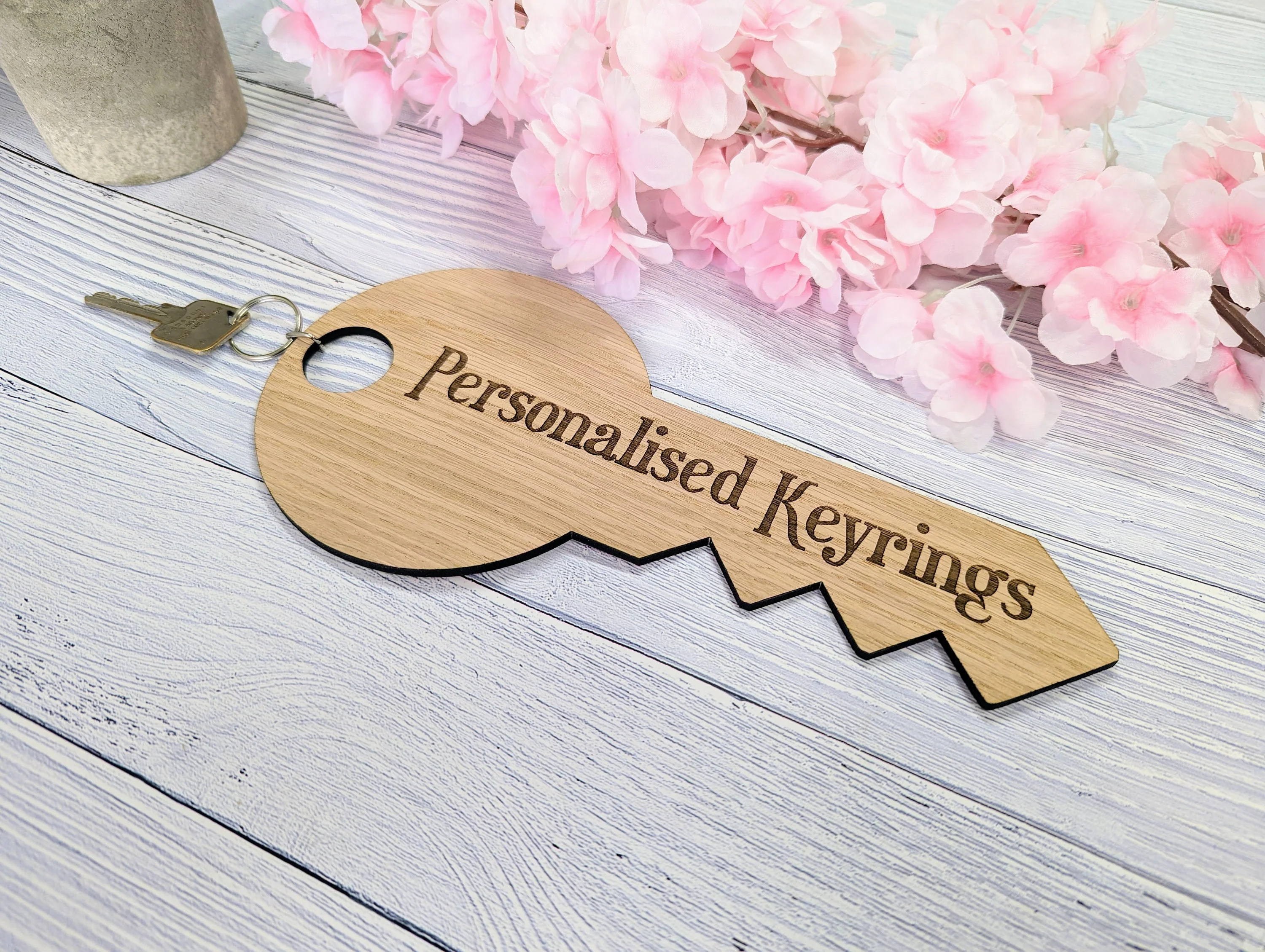 Oversized Key-Shaped Wooden Keyring - 297x138mm - Custom Engraved Text - Perfect for Special Events or Unique Gifts - Image 2