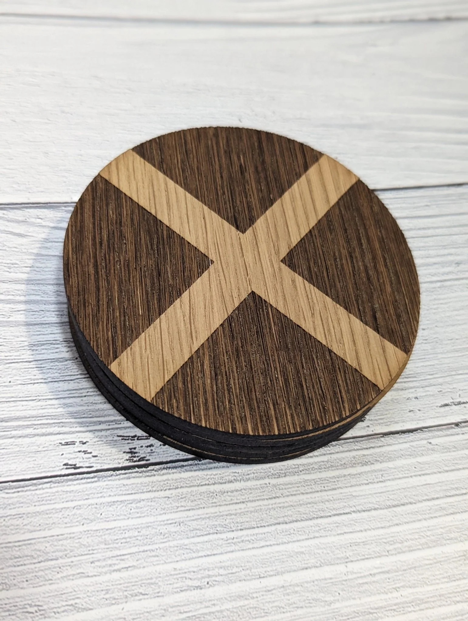 Patriotic Scotland Coasters, Scottish Gifts,Scotland Flag, Oak Veneered - Image 2