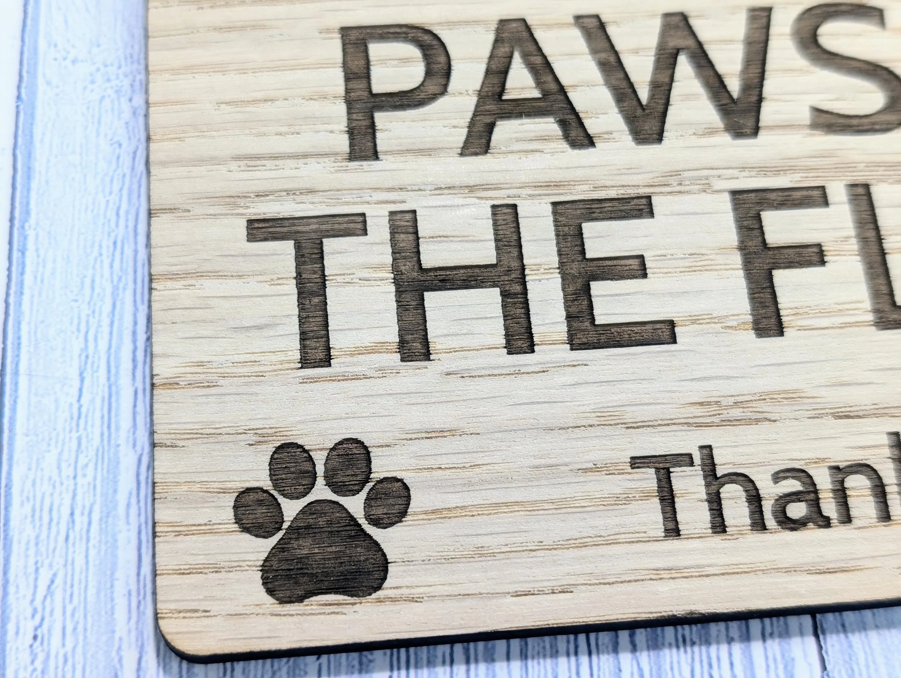 Paws on the Floor Sign | Dog Friendly Sign | Handmade Wooden Signage | Fun Pet Oak Decor with Paw Prints | Ideal for Home, Airbnb etc. - Image 6