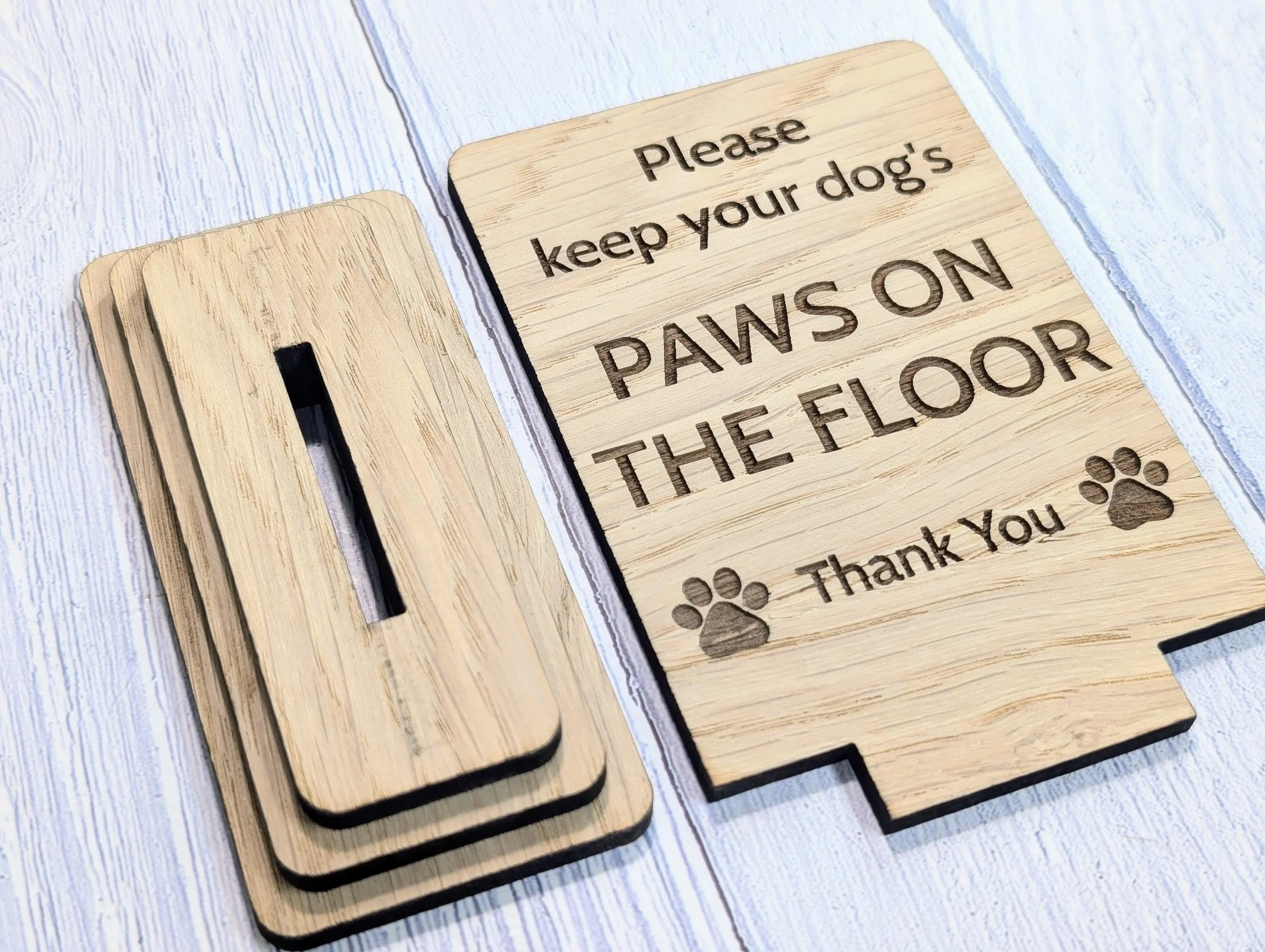 Paws on the Floor Wooden Table Sign | Wooden Signage | Two Sizes | Pet Rules Freestanding Sign | Airbnb, Pub, Cafe Sign | Removable Base - Image 7