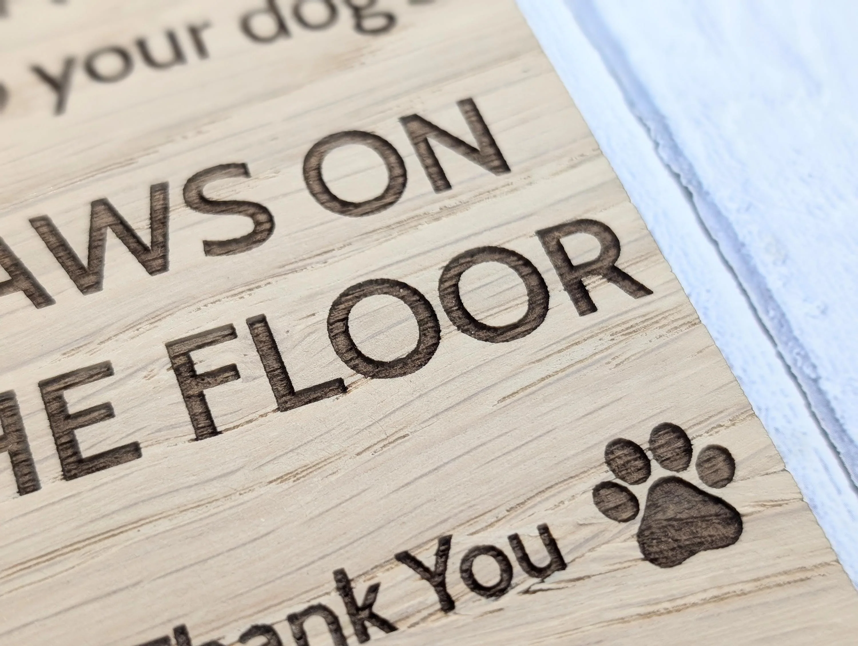 Paws on the Floor Wooden Table Sign | Wooden Signage | Two Sizes | Pet Rules Freestanding Sign | Airbnb, Pub, Cafe Sign | Removable Base - Image 9