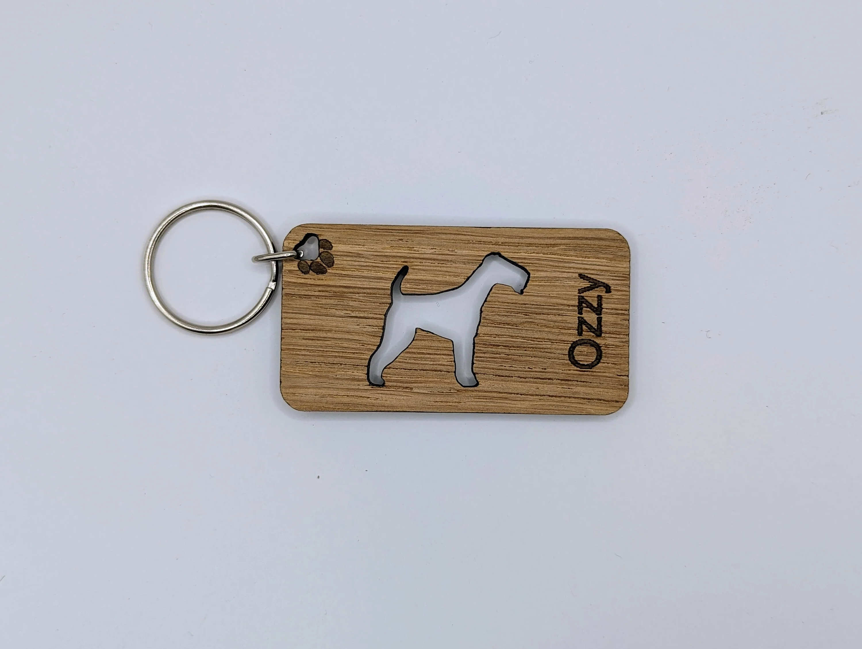 Personalised Airedale Terrier Wooden Keyring | Oak Dog Keychain | Gift For Airedale Parent | Doggy Key Tag Gift - Image 3