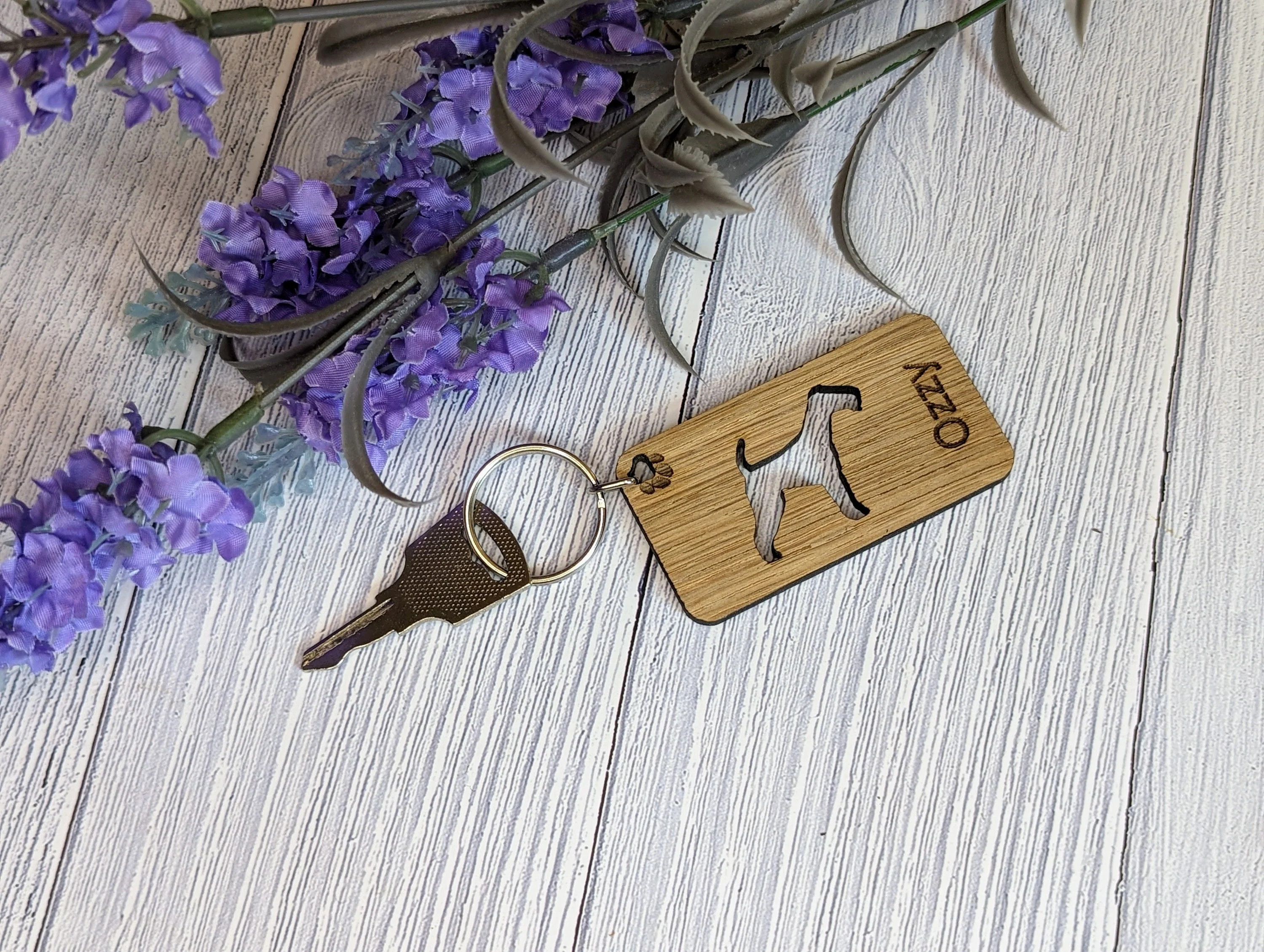 Personalised Airedale Terrier Wooden Keyring | Oak Dog Keychain | Gift For Airedale Parent | Doggy Key Tag Gift - Image 5