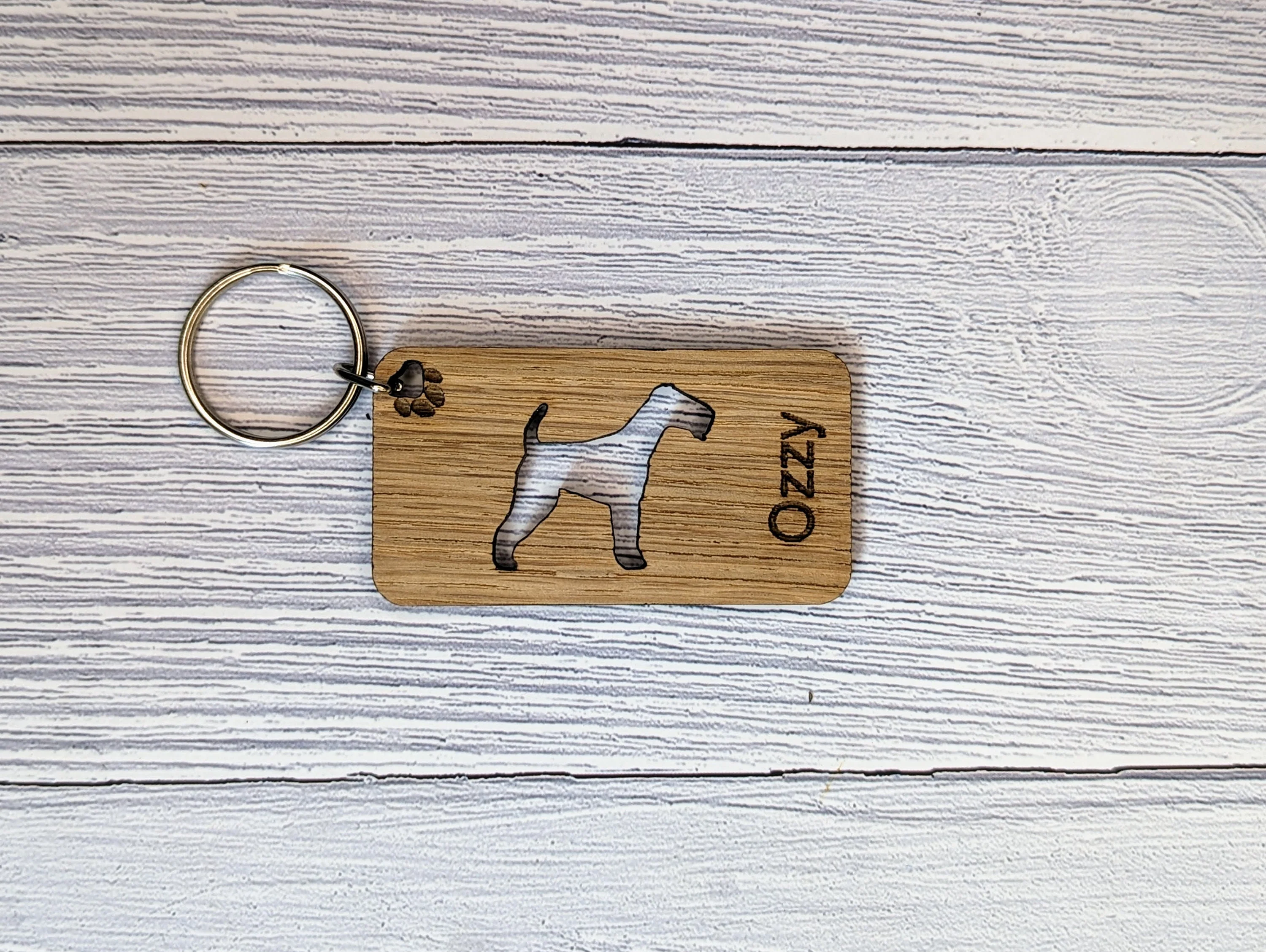 Personalised Airedale Terrier Wooden Keyring | Oak Dog Keychain | Gift For Airedale Parent | Doggy Key Tag Gift - Image 6
