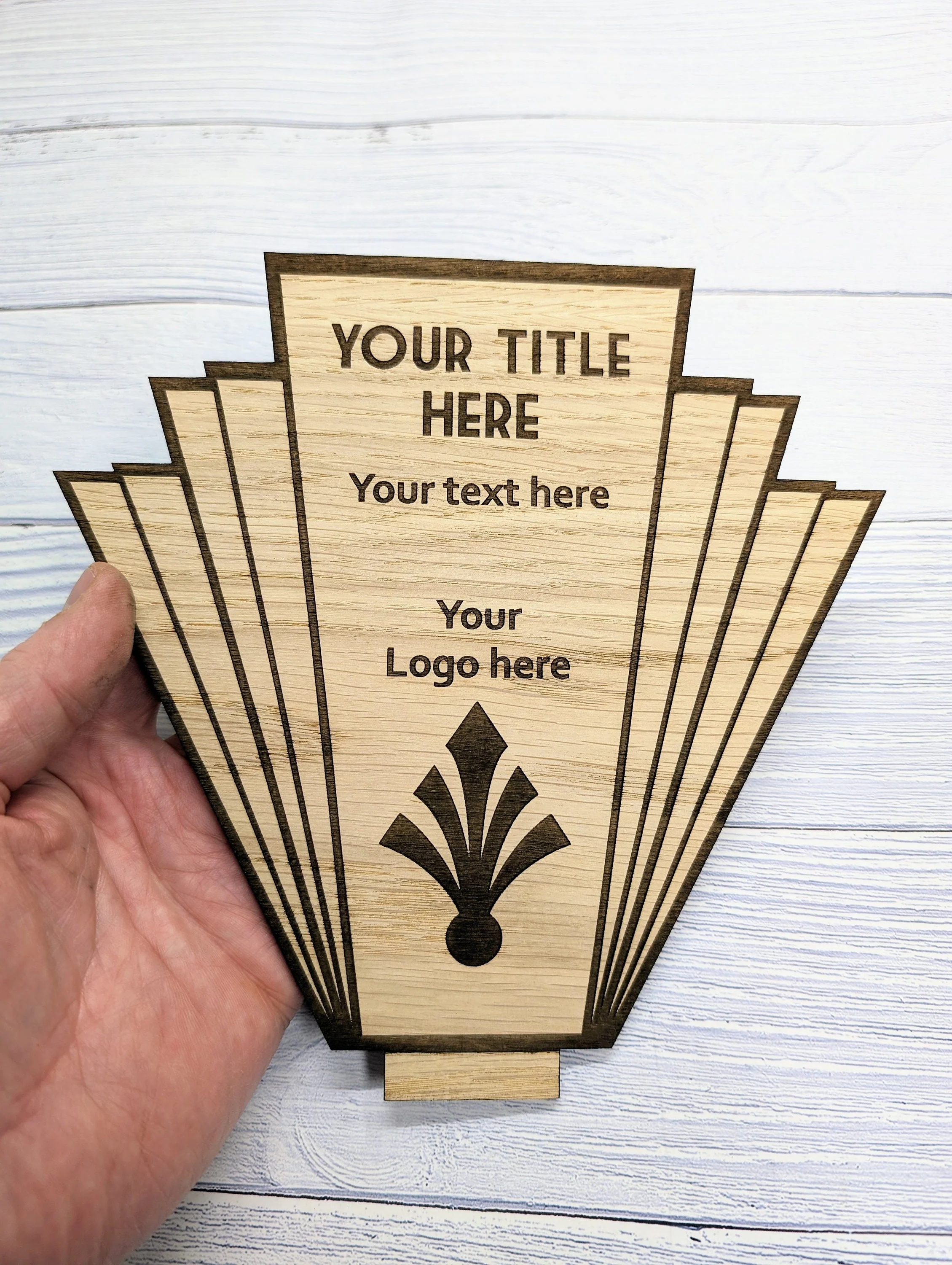 Personalised Art Deco Style Sign | Oak Veneer MDF | Custom Text & Logo | Eco-Friendly Home and Business Décor | Flat Pack Design - Image 2