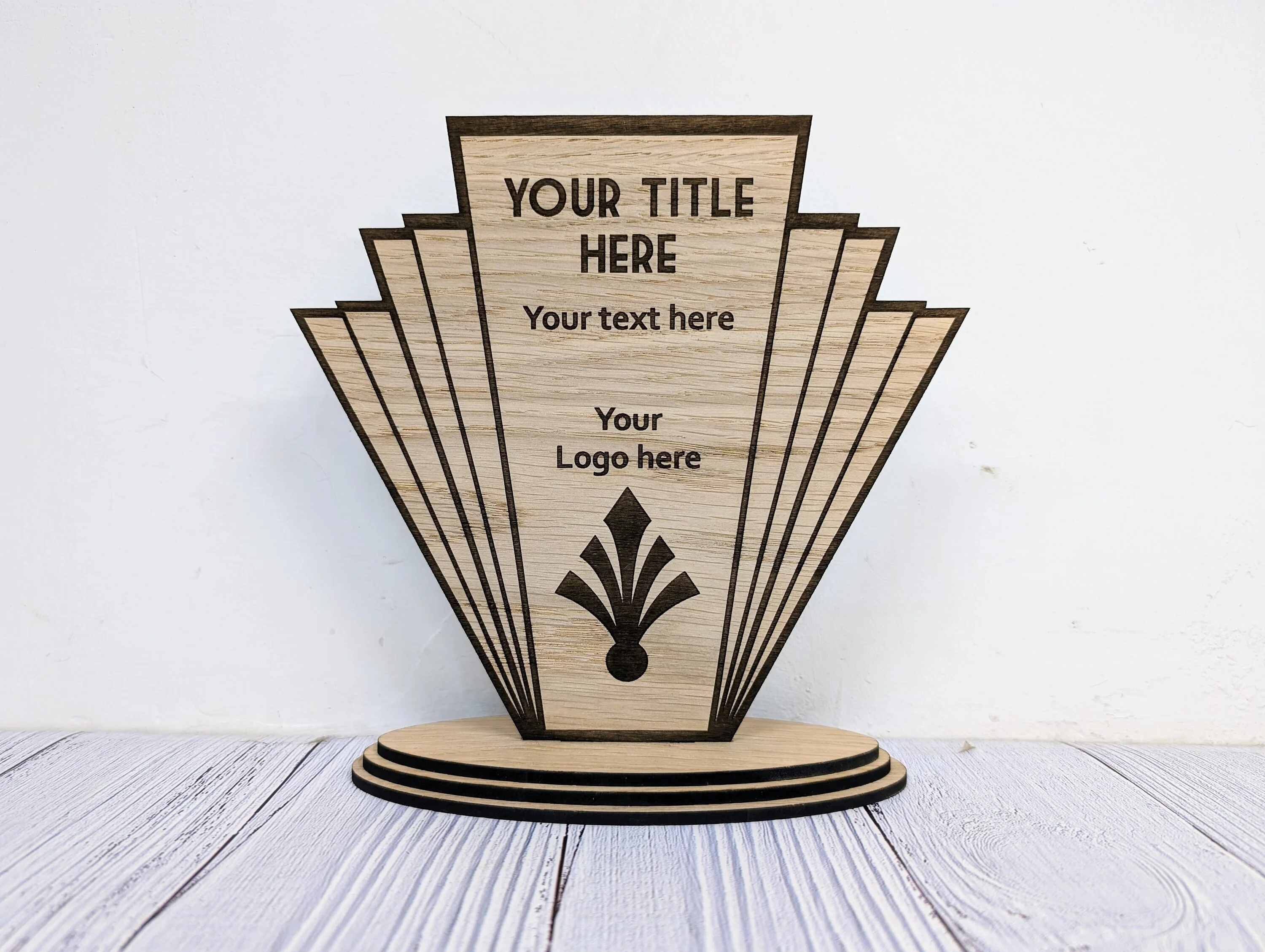 Personalised Art Deco Style Sign | Oak Veneer MDF | Custom Text & Logo | Eco-Friendly Home and Business Décor | Flat Pack Design - Image 3