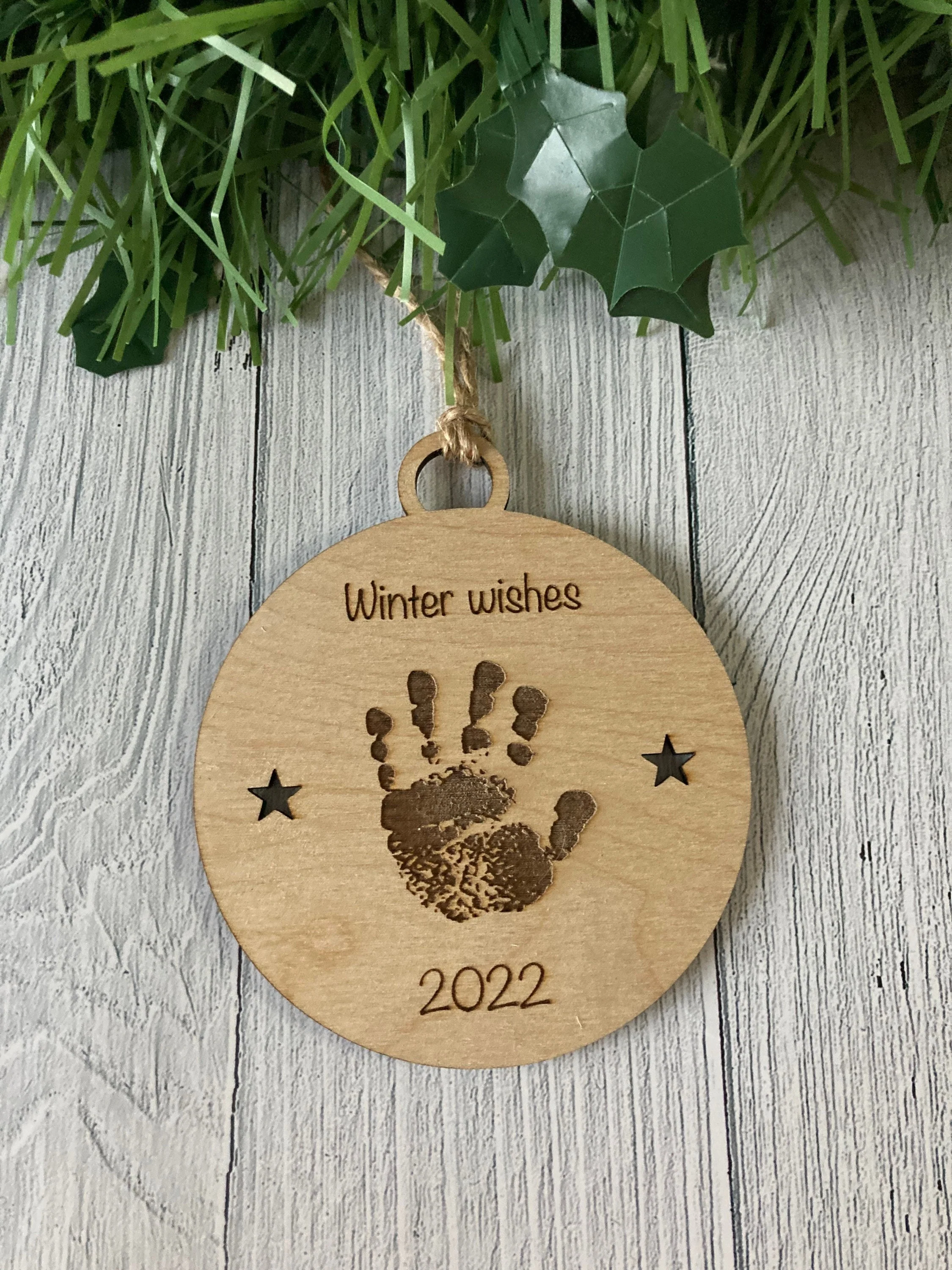 Personalised Baby Hand Print Bauble | Baby’s First Christmas Decoration | Design Your Own Bauble For New Parents - Image 3