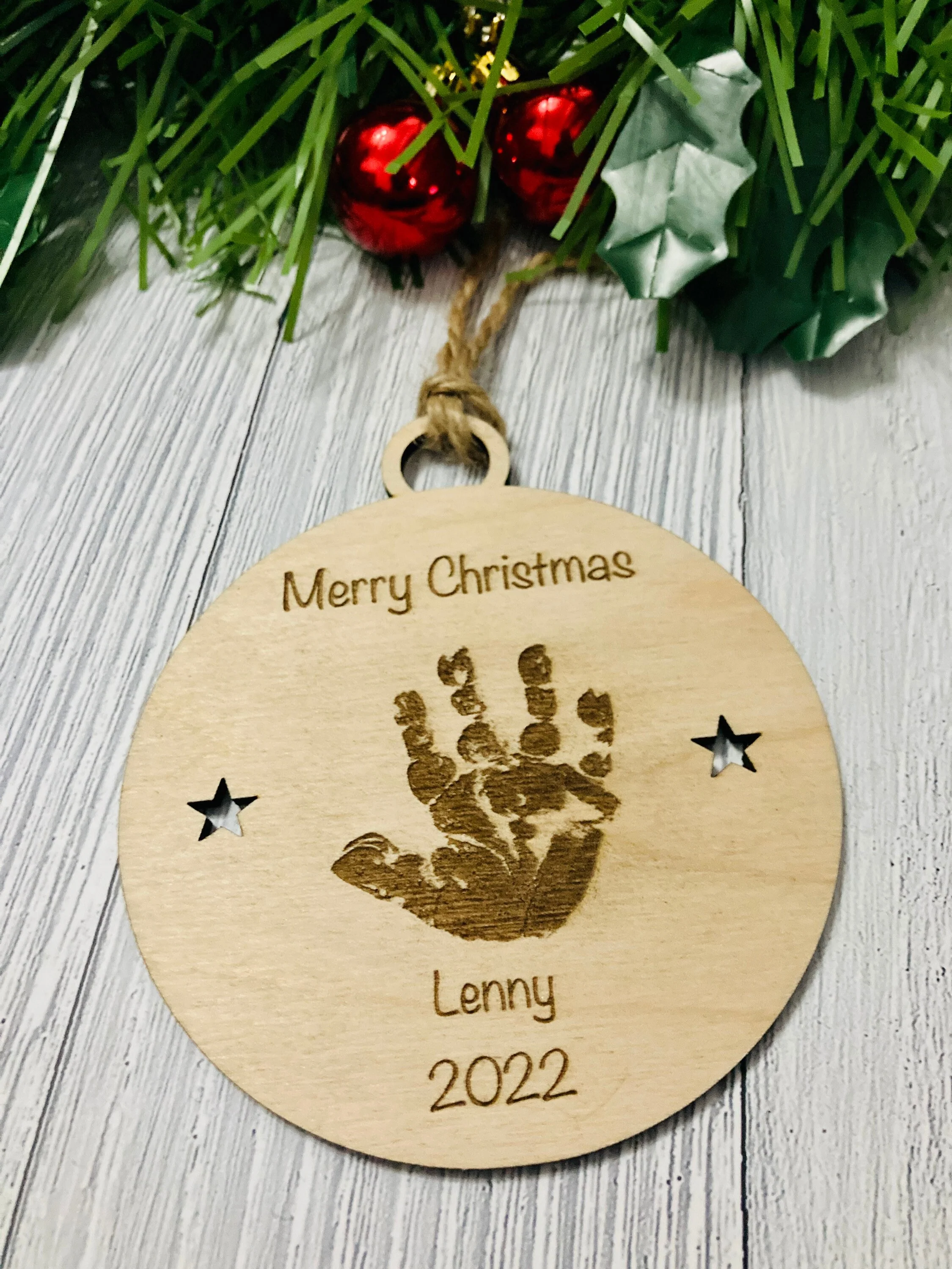 Personalised Baby Hand Print Bauble | Baby’s First Christmas Decoration | Design Your Own Bauble For New Parents - Image 6