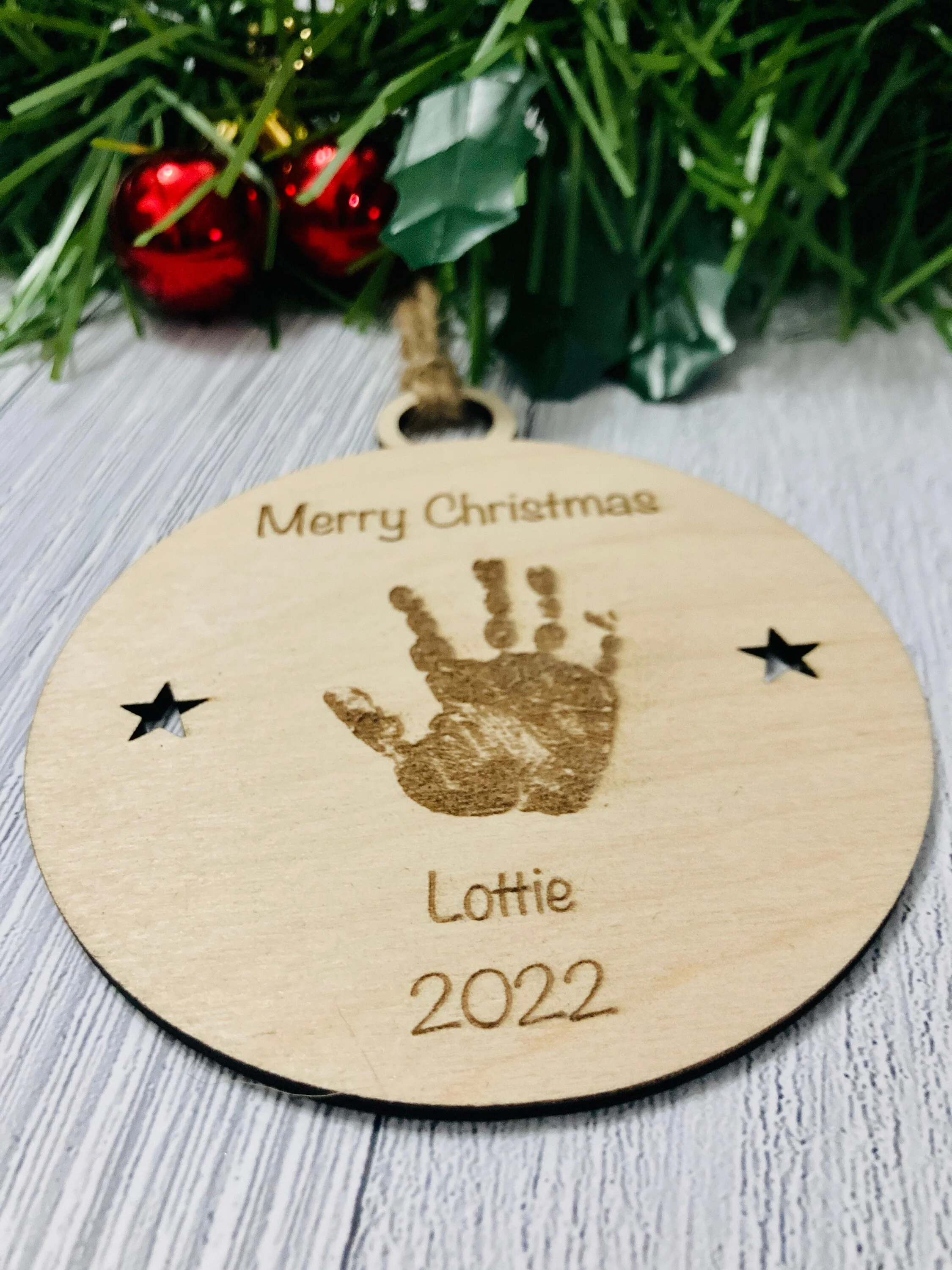 Personalised Baby Hand Print Bauble | Baby’s First Christmas Decoration | Design Your Own Bauble For New Parents - Image 7