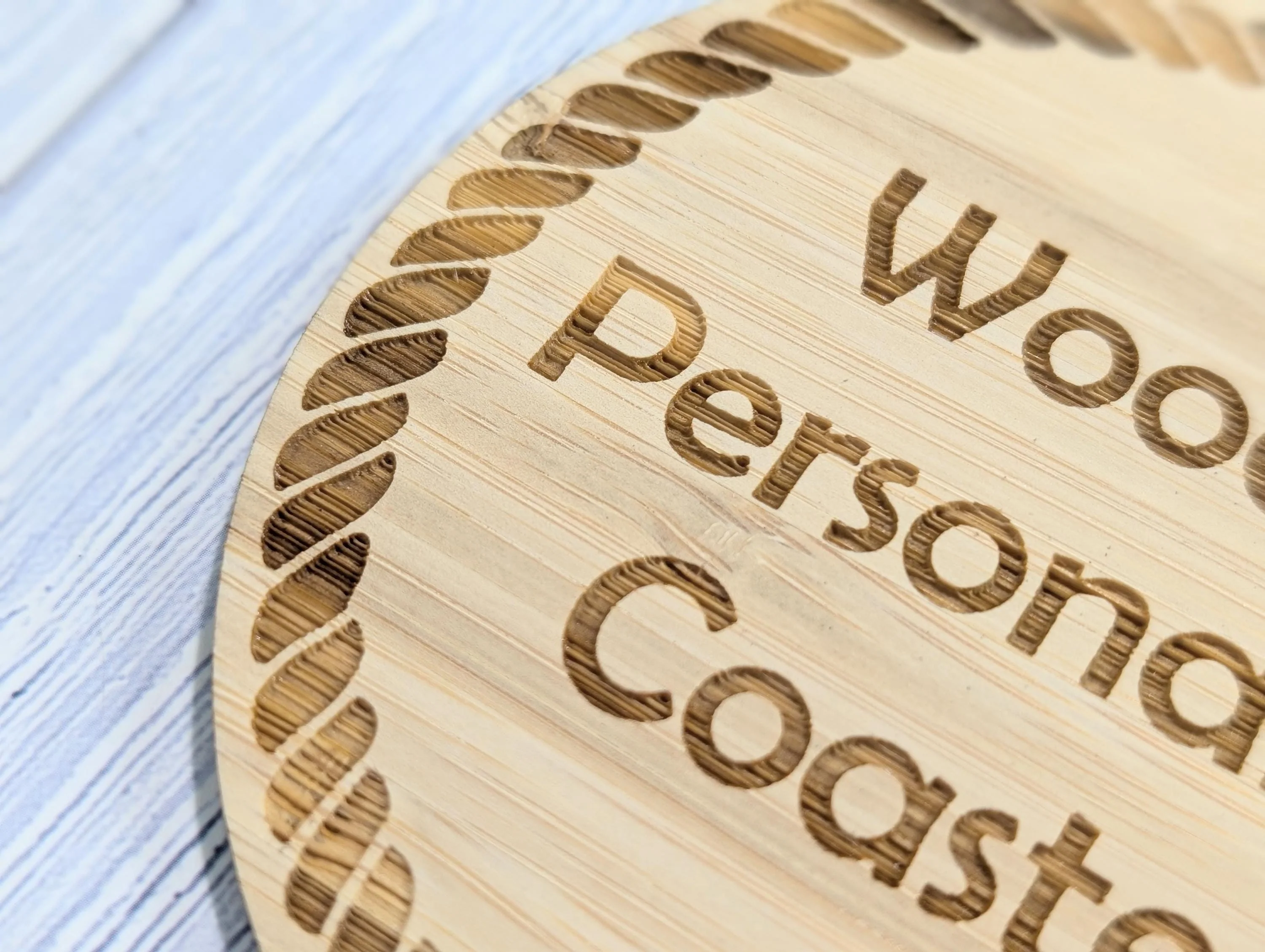 Personalised Bamboo Coasters, Rope Border – Custom Text, Nautical Gift, Eco-Friendly Boat Gift, Sustainable Craft, Round 100mm Diameter - Image 9