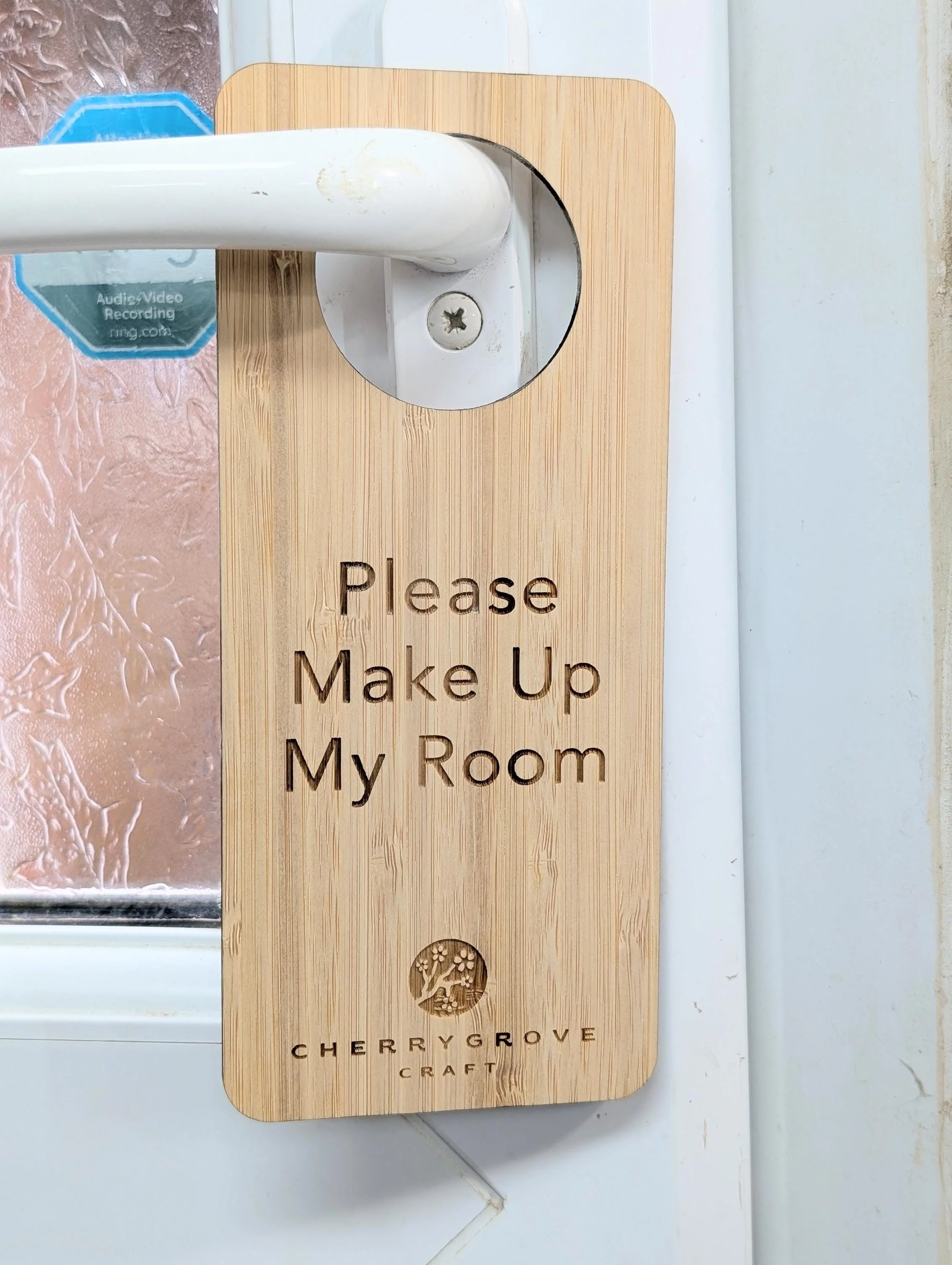 Personalised Bamboo Door Hanger – "Shhh..." and "Please Make Up My Room", Custom Logo Option, Eco-Friendly Hotel & BnB Bedroom Sign - Image 3