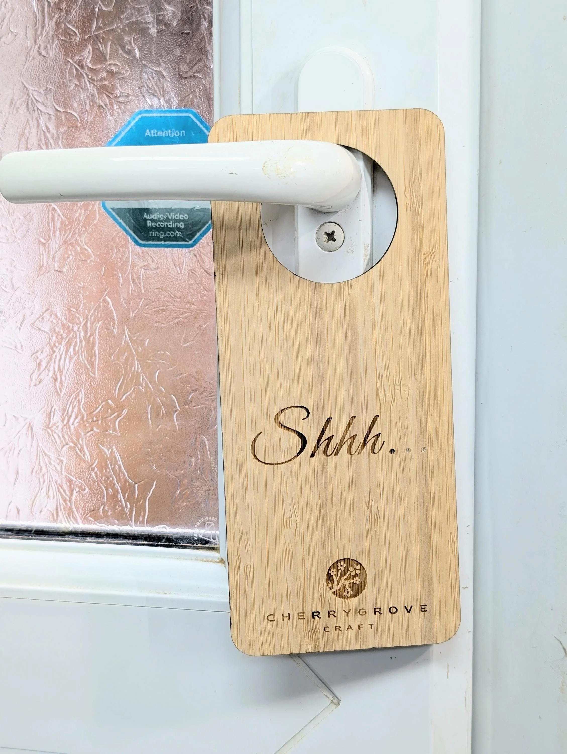 Personalised Bamboo Door Hanger – "Shhh..." and "Please Make Up My Room", Custom Logo Option, Eco-Friendly Hotel & BnB Bedroom Sign - Image 4