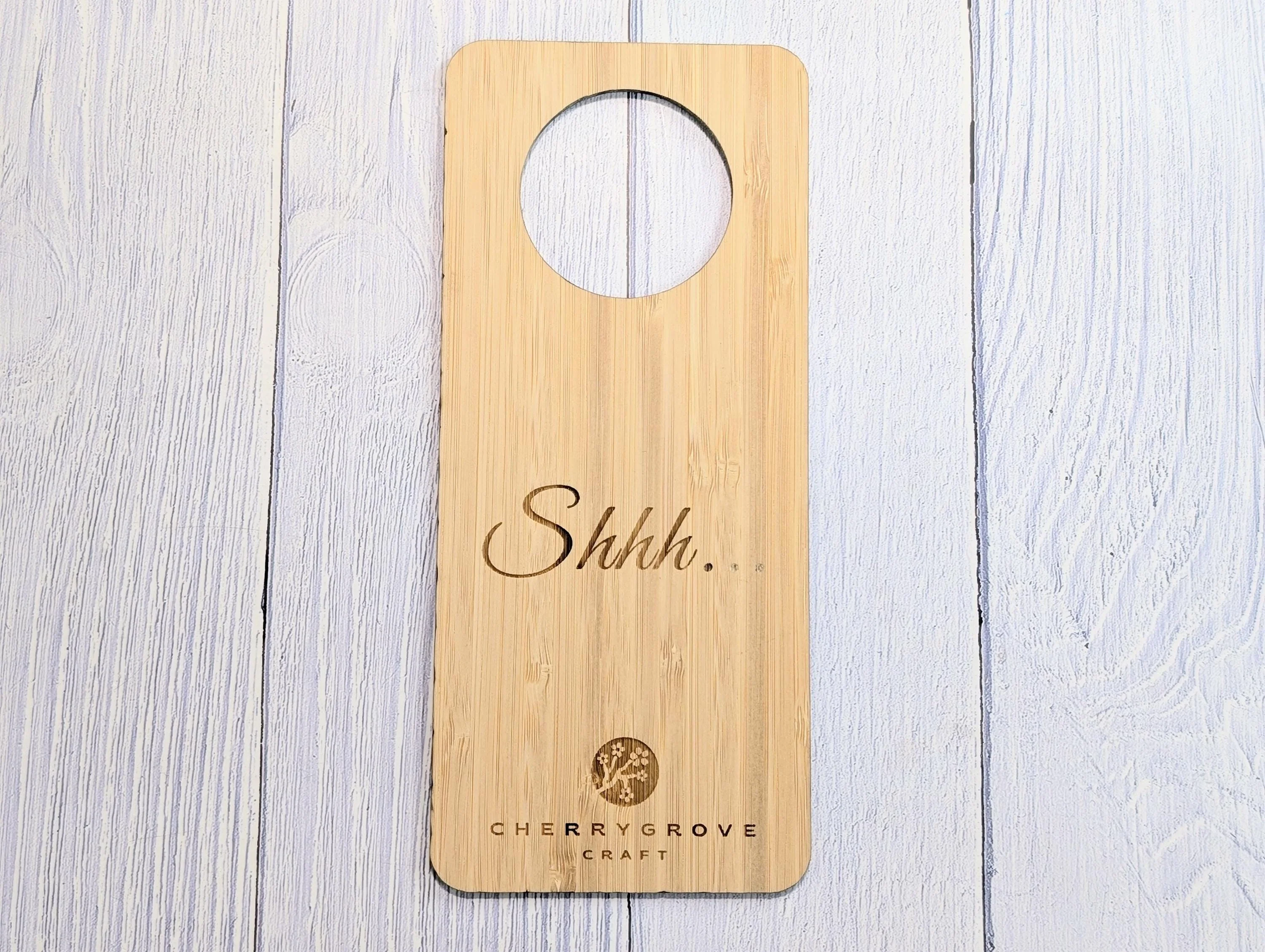 Personalised Bamboo Door Hanger – "Shhh..." and "Please Make Up My Room", Custom Logo Option, Eco-Friendly Hotel & BnB Bedroom Sign - Image 5
