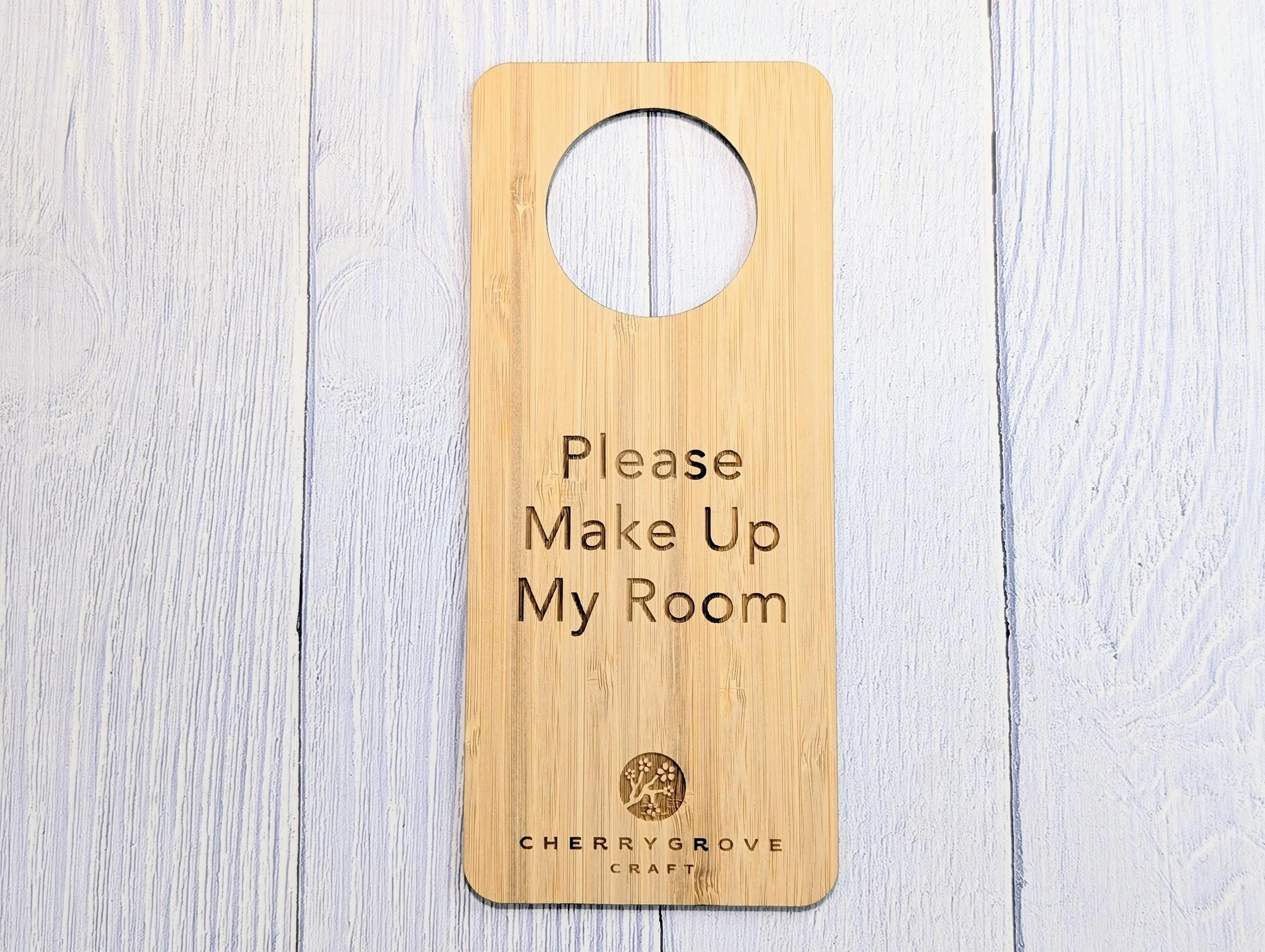 Personalised Bamboo Door Hanger – "Shhh..." and "Please Make Up My Room", Custom Logo Option, Eco-Friendly Hotel & BnB Bedroom Sign - Image 6